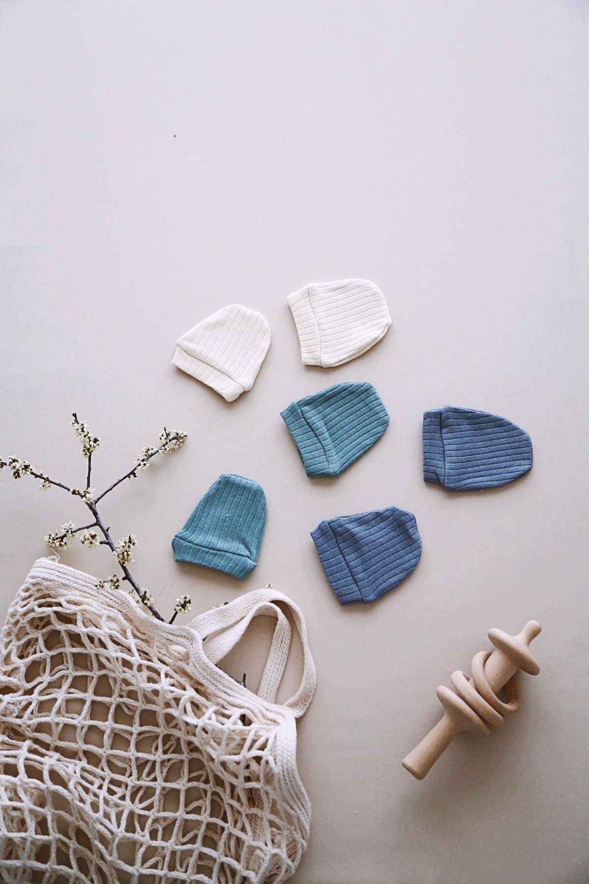 OhlalaKoala 3lü İndigo-Krem-Yeşil Yenidoğan Eldiven Set Model 2 fotoğrafı 5 (önizleme)