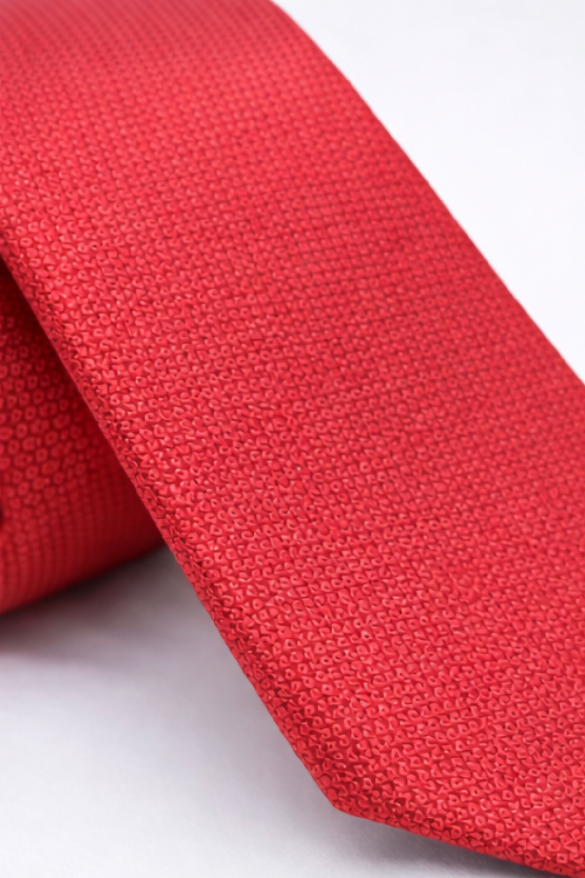 Gambocci  Erkek Kırmızı Armürlü Mendilli Kravat - Görsel 2