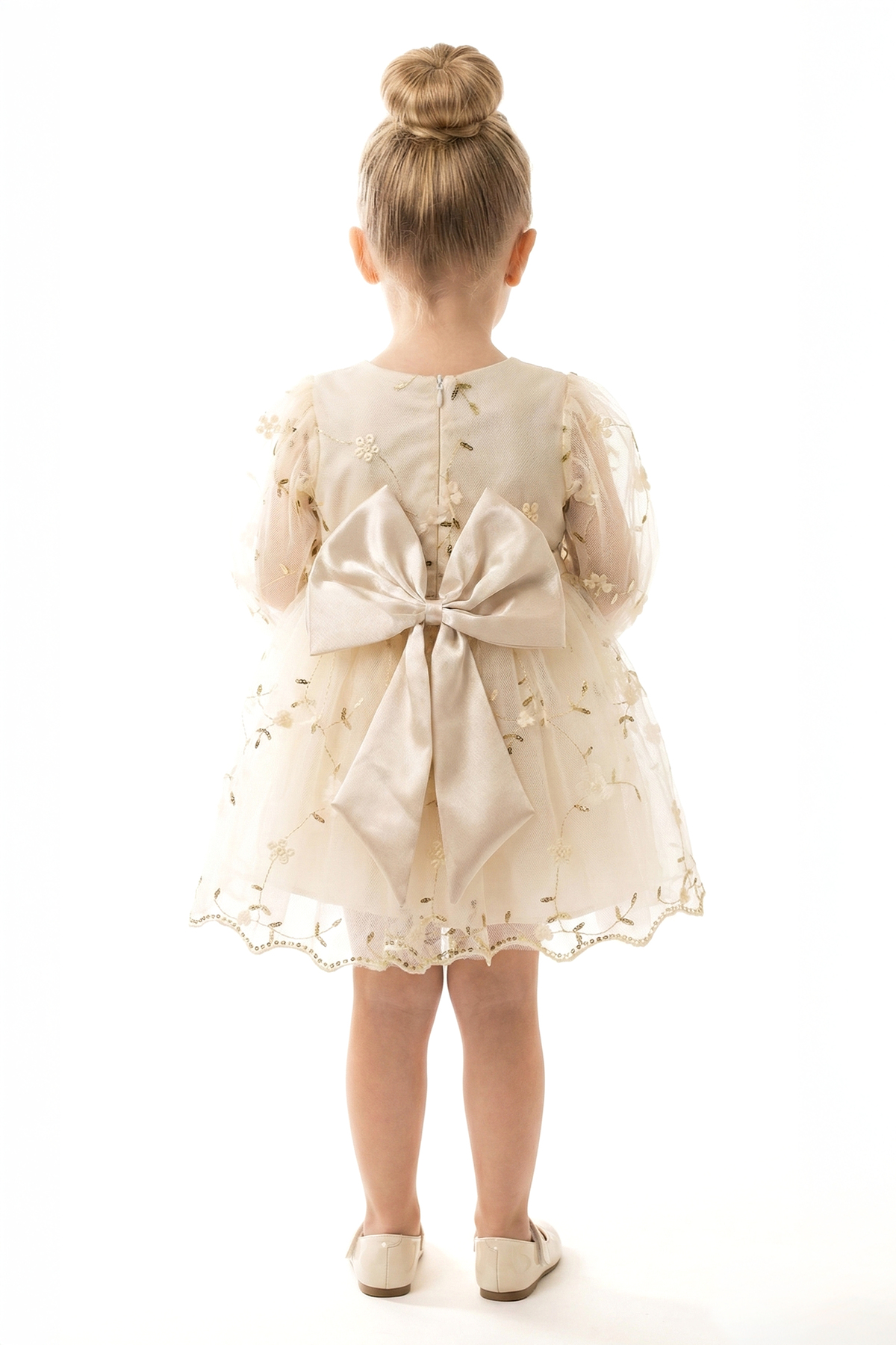 Baby Animals Kız Bebek Elbise Kız Çocuk Elbise Çiçekli Doğum Günü Parti Düğün Özel Gün Uzun Kol Astarlı Fiyonklu fotoğrafı 3 (önizleme)