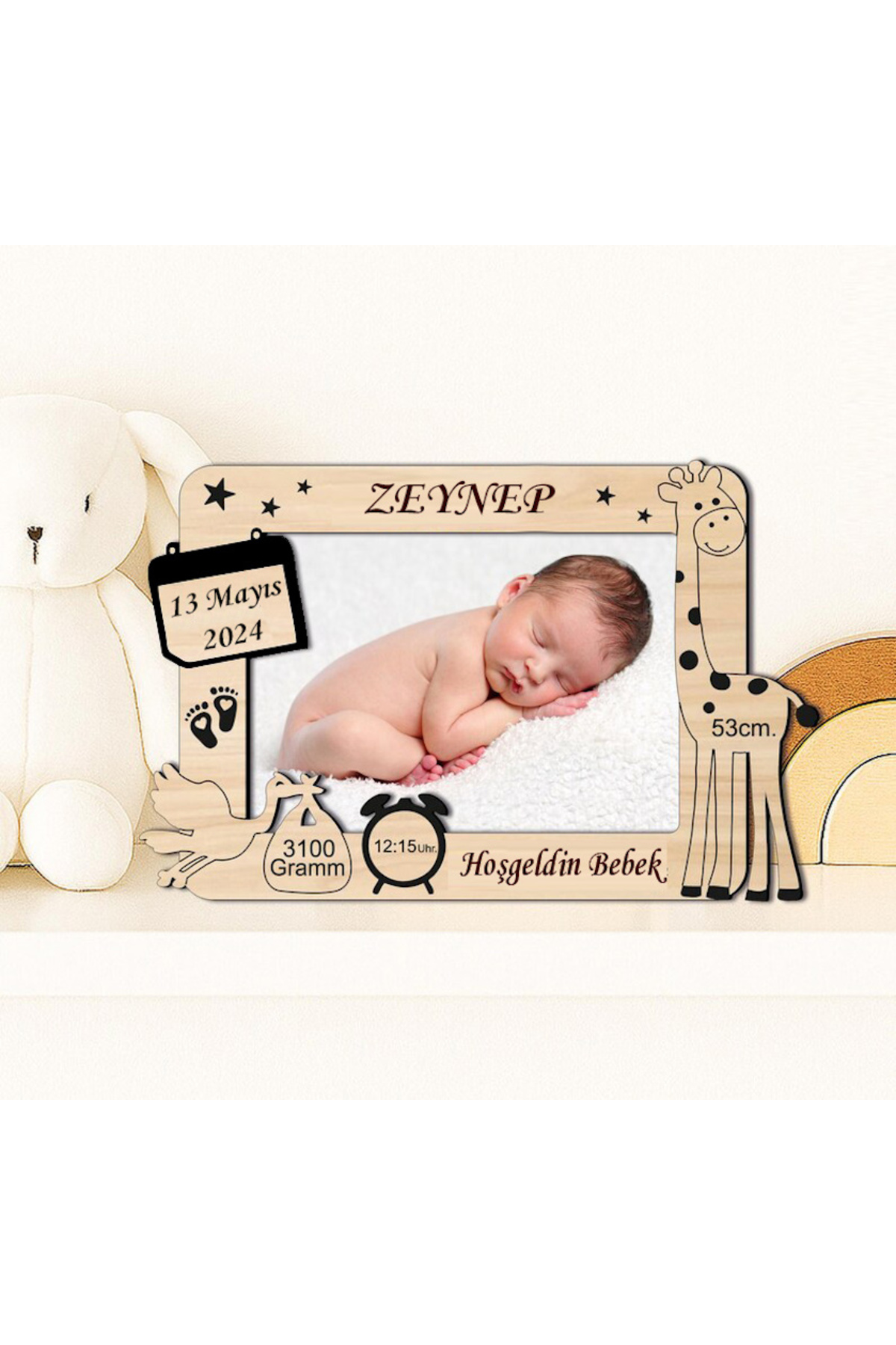 CUSTOMIZABLE BABY PHOTO FRAME BIRTH INFORMATION PROCESSABLE NEWBORN BABY GIFT