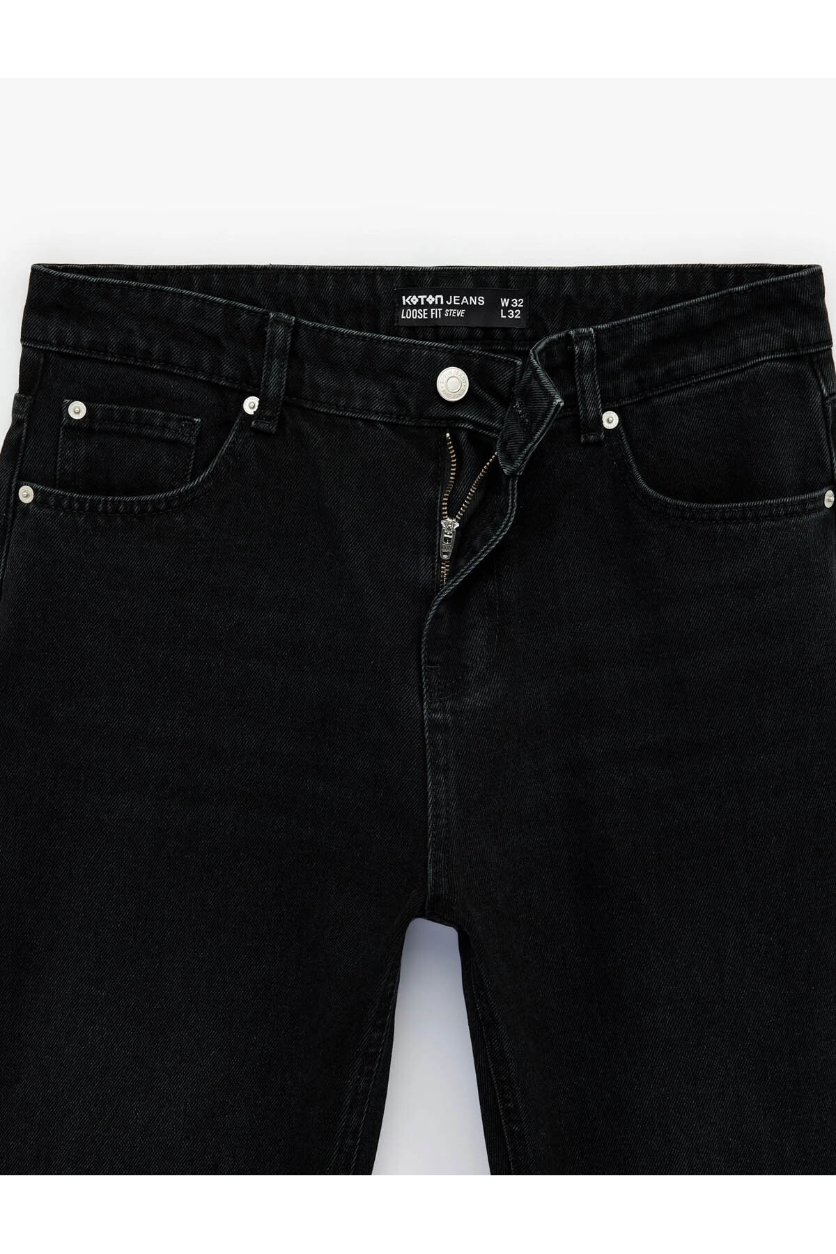 Koton Loose Straight Fit Siyah Erkek Jean Pantolon 6SAM40214ND görsel 6