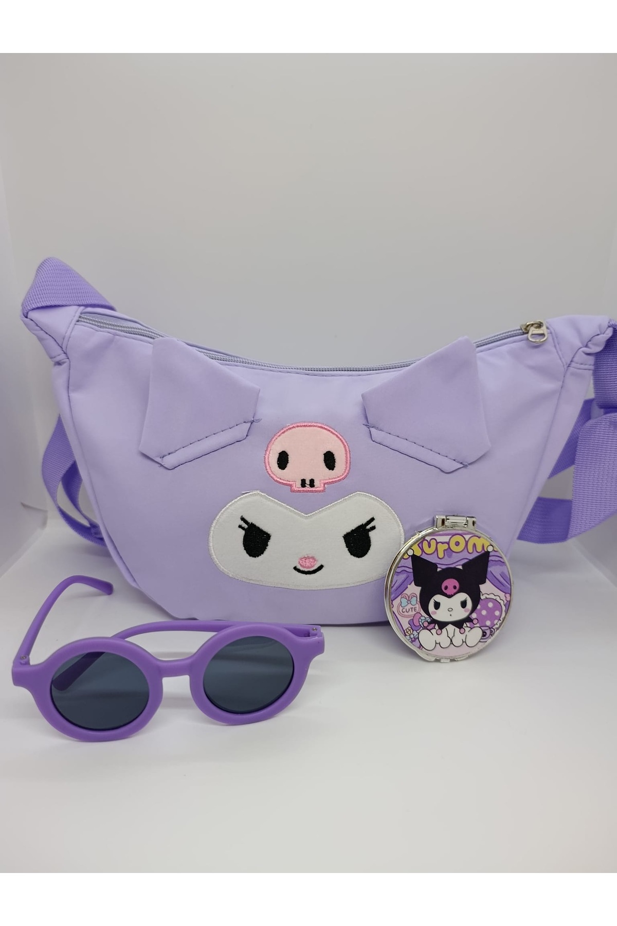 winingo 2Y Shop Kuromi Kız Çocuk Büyük Boy Omuz Çantası-Gözlük