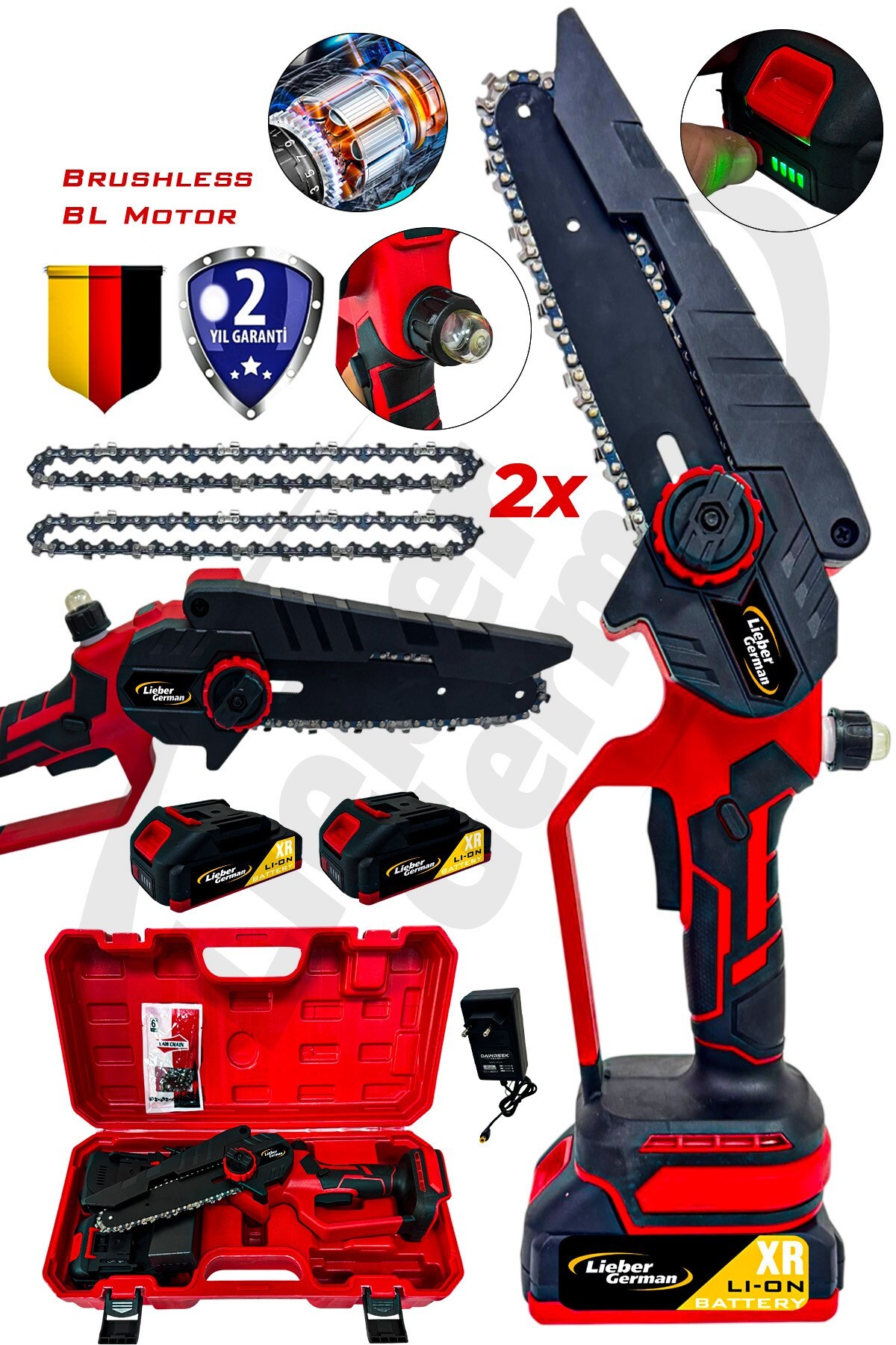 Lieber German Kömürsüz Motor 21 Volt 4 Amp 20 Cm Palalı 2x