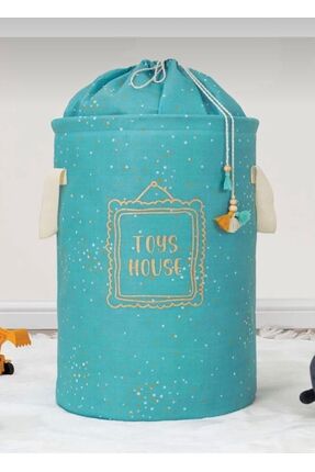 EvimSoft Bebek Odası Yuvarlak Torbalı Oyuncak Sepeti ve Kirli Sepeti