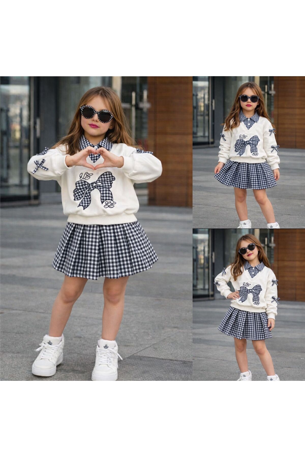 KOKOŞ BEBEK Yaka Detaylı Sweat & Ekose Etek Kız Çocuk Takımı – 2/10 Yaş - 31632 fotoğrafı 6 (önizleme)