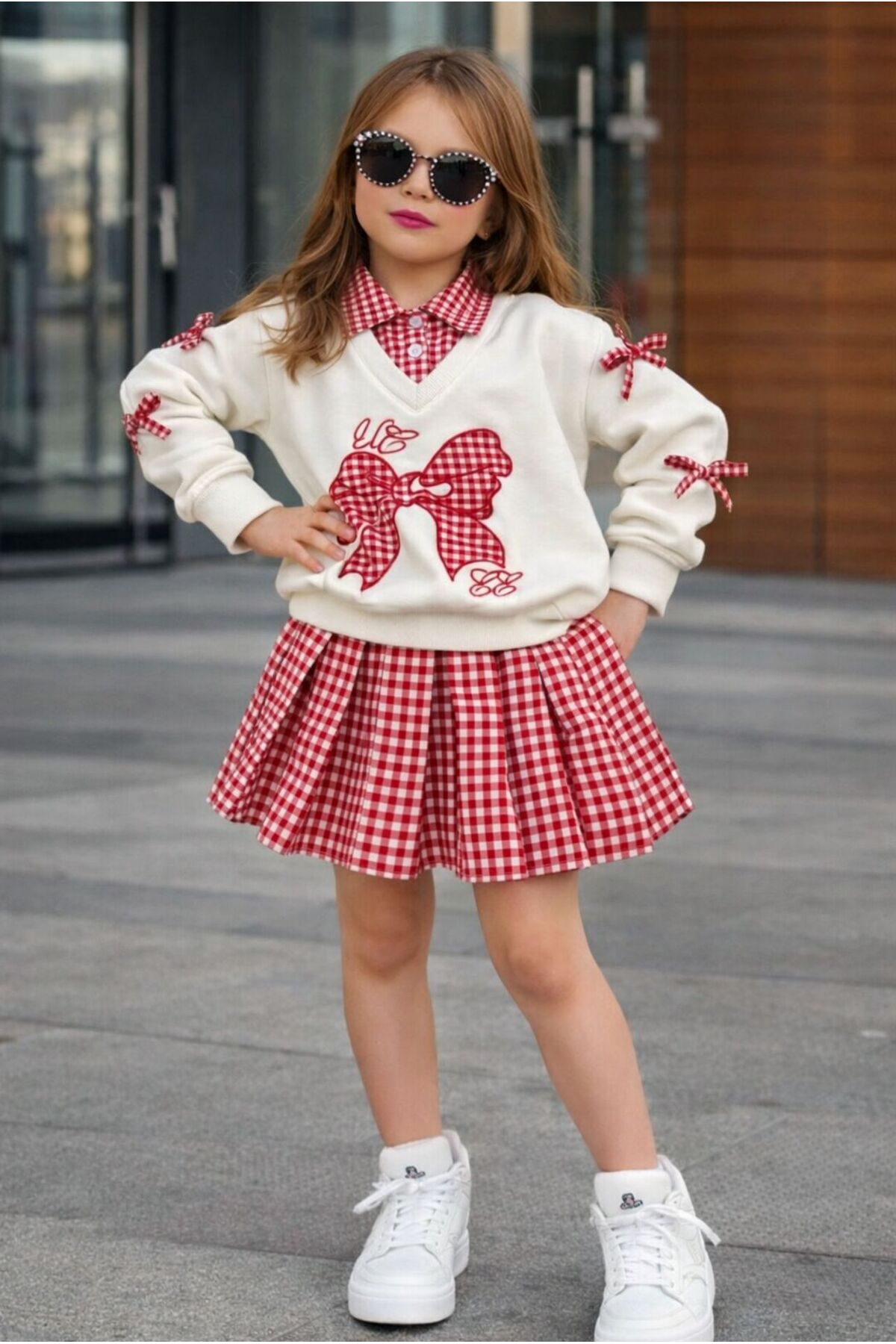 KOKOŞ BEBEK Yaka Detaylı Sweat & Ekose Etek Kız Çocuk Takımı – 2/10 Yaş - 31632 fotoğrafı 2 (önizleme)