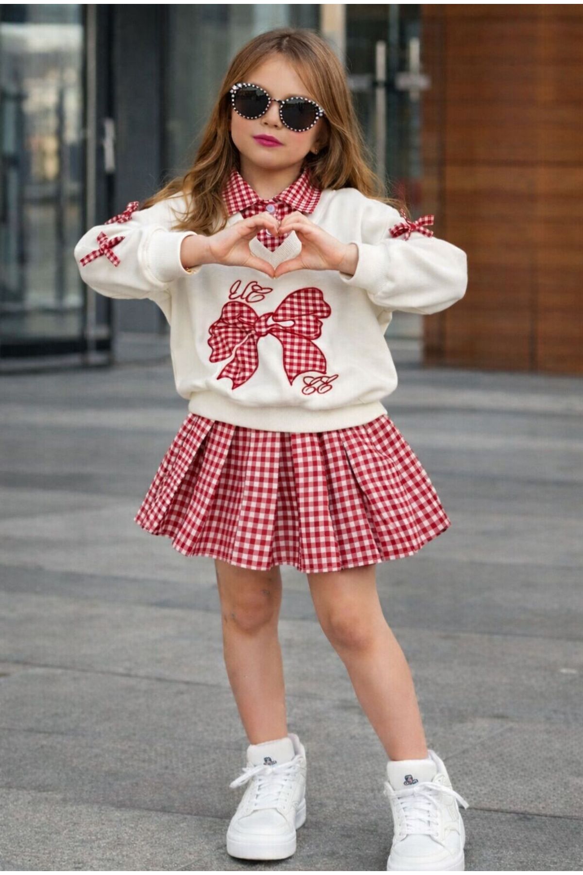 KOKOŞ BEBEK Yaka Detaylı Sweat & Ekose Etek Kız Çocuk Takımı – 2/10 Yaş - 31632 fotoğrafı 3 (önizleme)