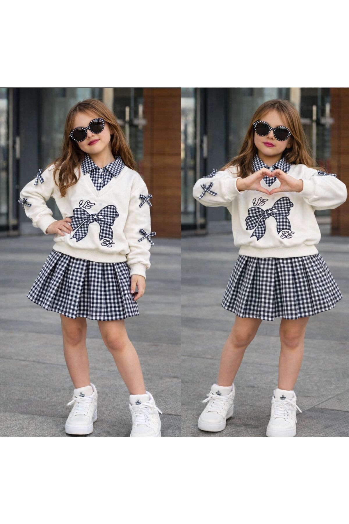 KOKOŞ BEBEK Yaka Detaylı Sweat & Ekose Etek Kız Çocuk Takımı – 2/10 Yaş - 31632 fotoğrafı 2 (önizleme)