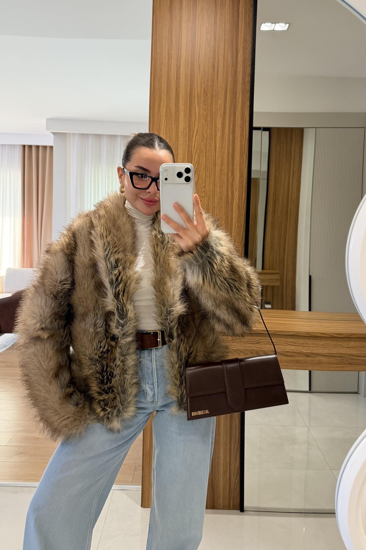 Gizem Ecemiş  Blaby Kahve Geçişli Kürk - Görsel 5