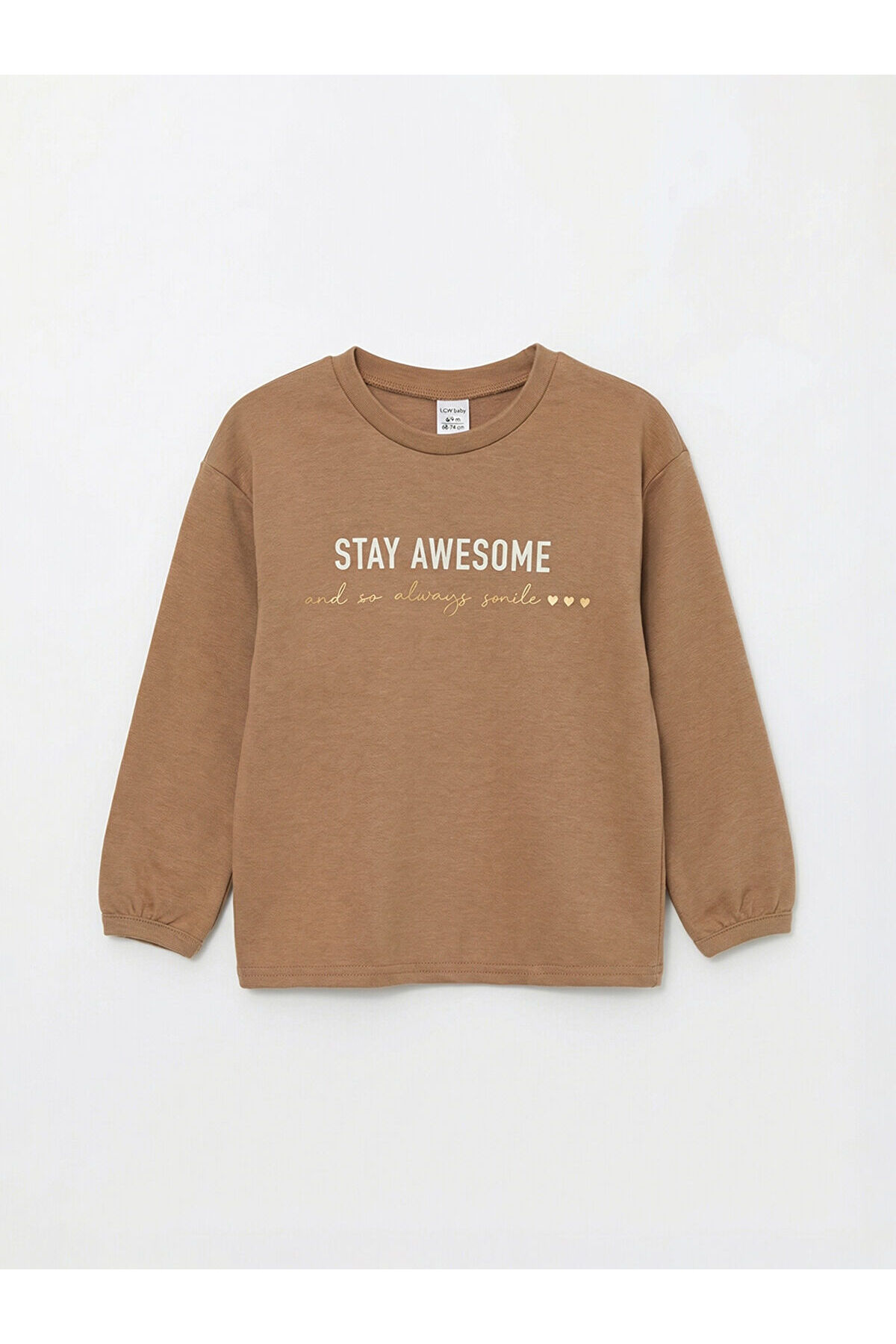 LC Waikiki Nevaa Collection Kahverengi Bisiklet Yaka Baskılı Kız Bebek Sweatshirt ve Tayt fotoğrafı 3 (önizleme)