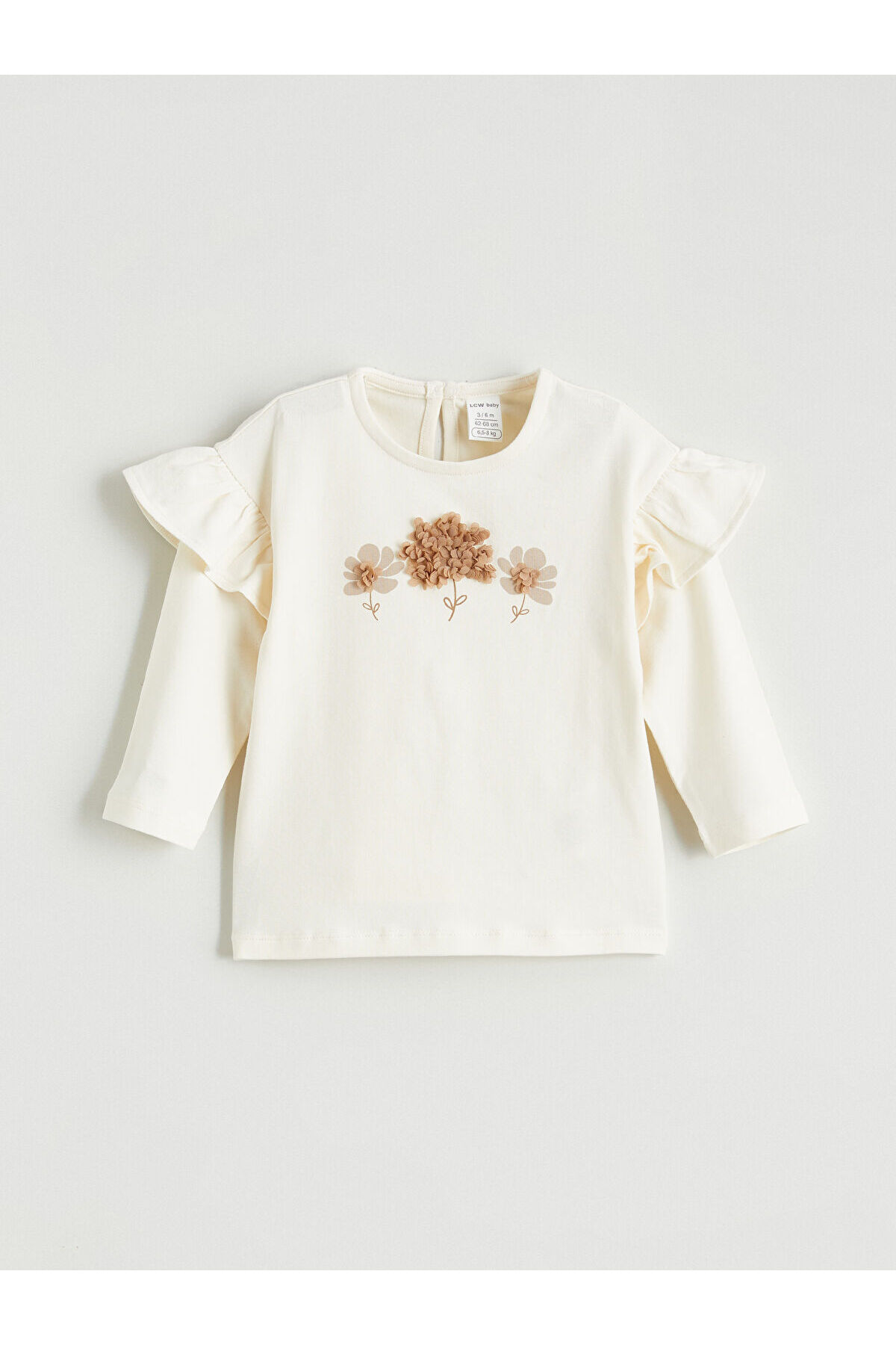 LC Waikiki Nevaa Collection Ekru Çiçek Baskılı Kız Bebek Tişört ve Eşofman Alt Takım fotoğrafı 3 (önizleme)