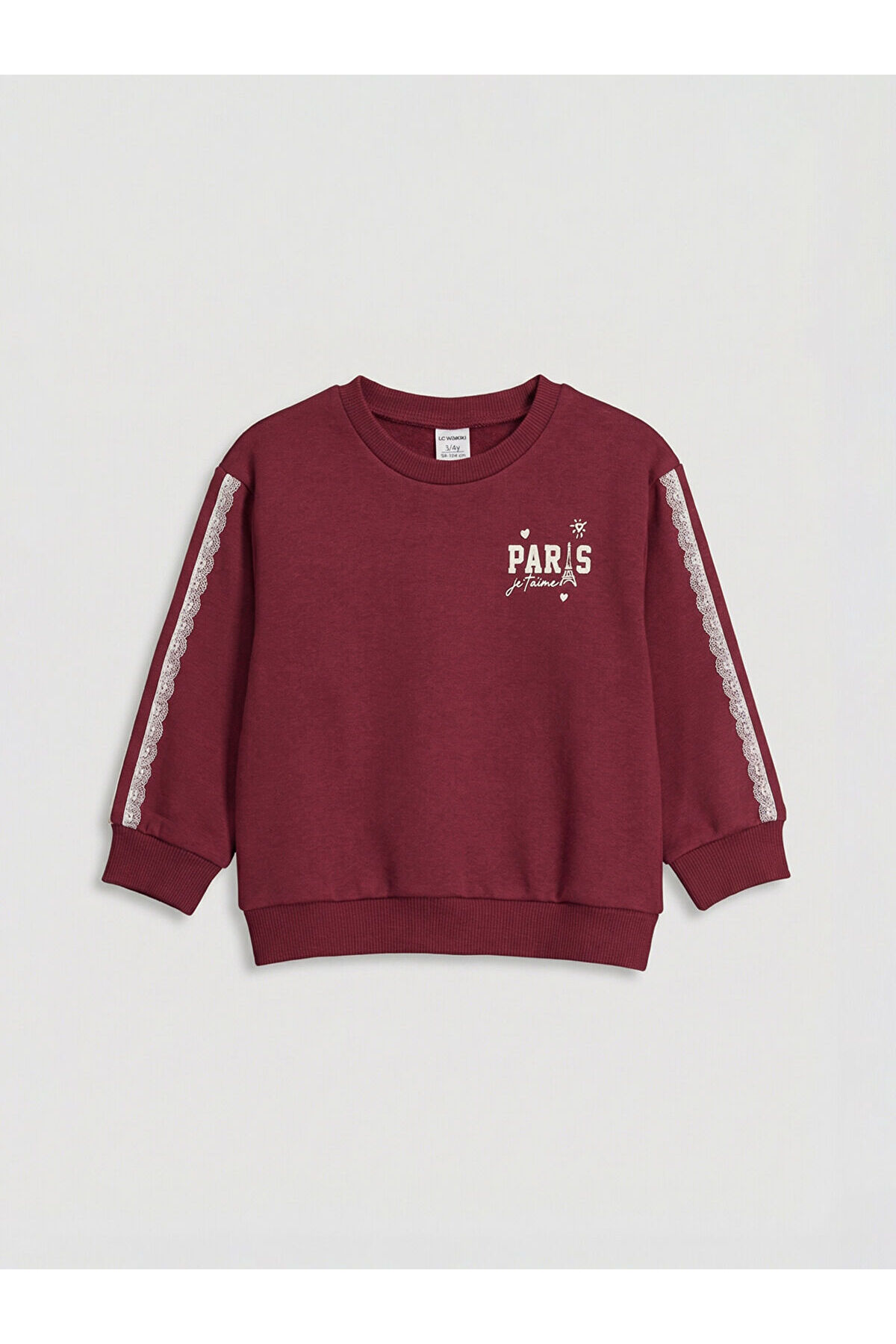 LC Waikiki Elsiva Collection Bordo Paris Baskılı Kız Çocuk Sweatshirt ve Pantolon fotoğrafı 2 (önizleme)