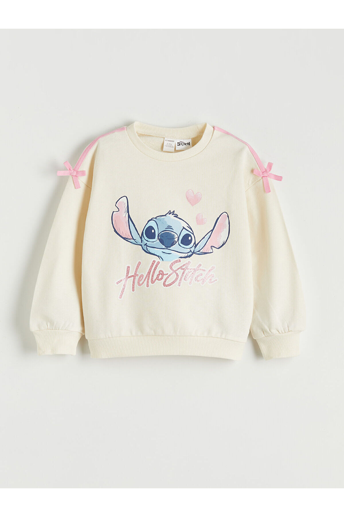 LC Waikiki Elsiva Collection Ekru Lilo & Stitch Baskılı Kız Çocuk Sweatshirt ve Eşofman Altı fotoğrafı 4 (önizleme)