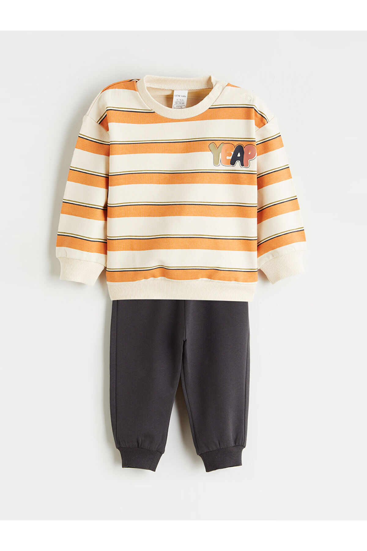 LC Waikiki Nevaa Collection Ekru Çizgili Erkek Bebek Sweatshirt ve Eşofman Altı fotoğrafı 2 (önizleme)