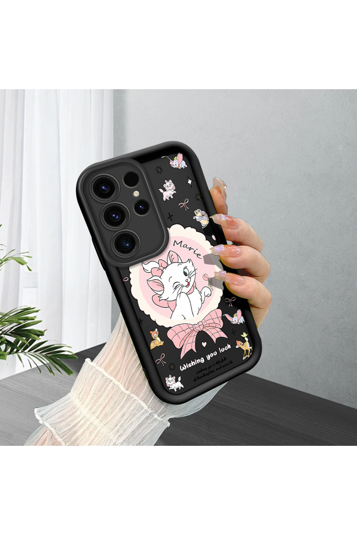 Samsung Galaxy S23 Ultra Compatible Silicone Material Shockproof Black Color Case Cute Cat