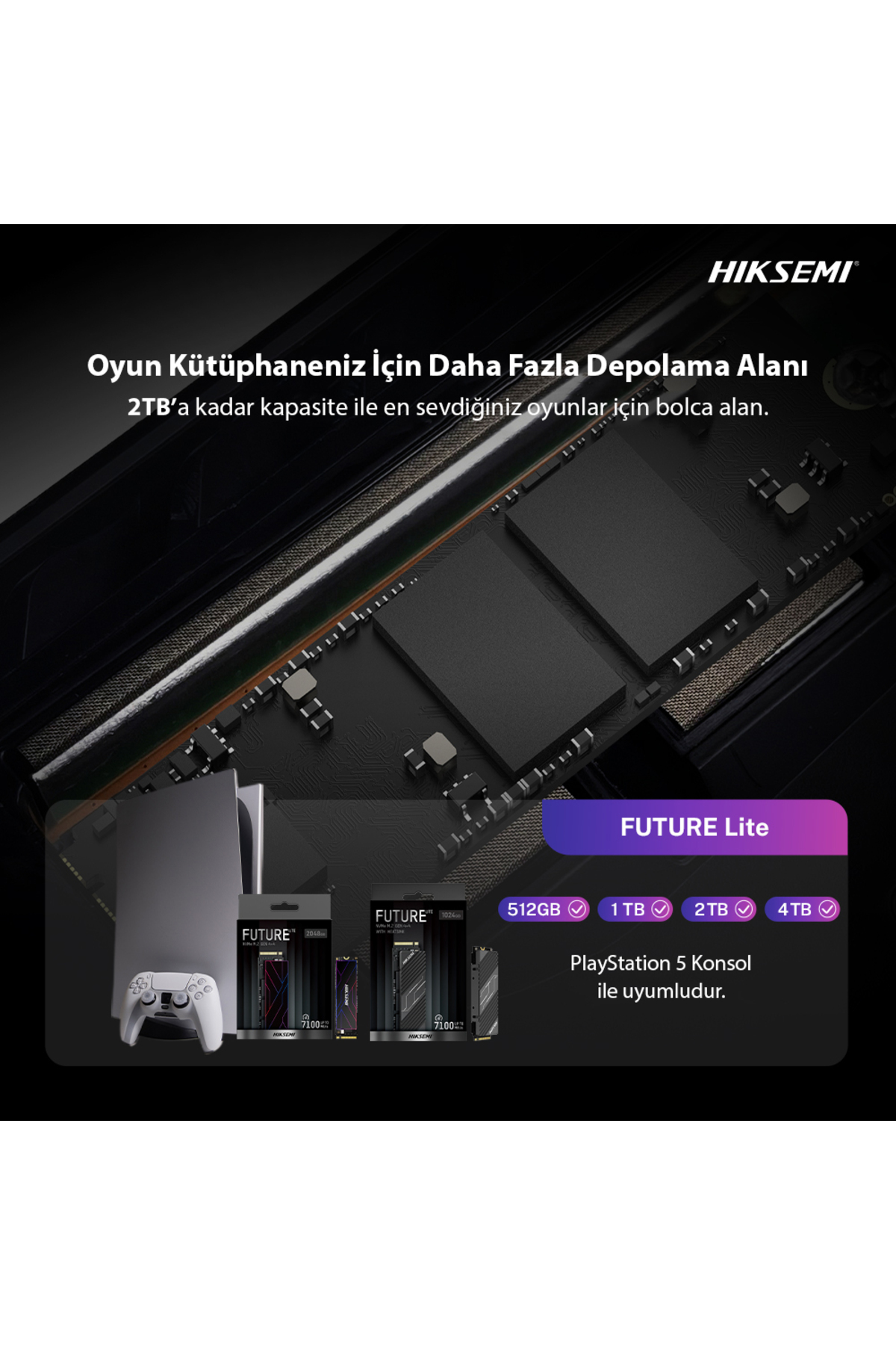 Hiksemi Future Lite 512GB SSD, PCle Gen 4x4, NVMe, 6320MB/s Okuma