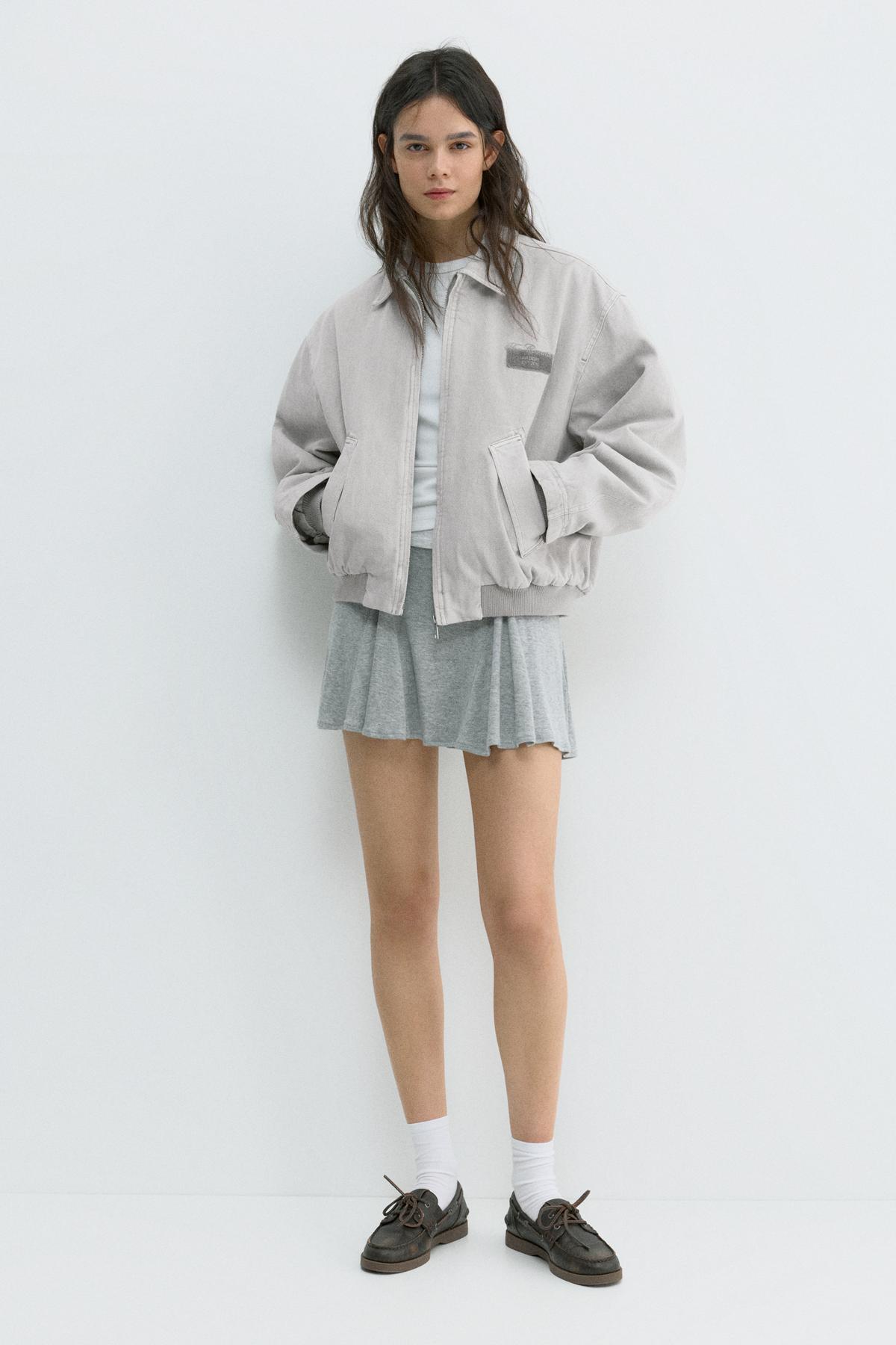 Pull & Bear  İşlemeli yama detaylı ceket - Görsel 4