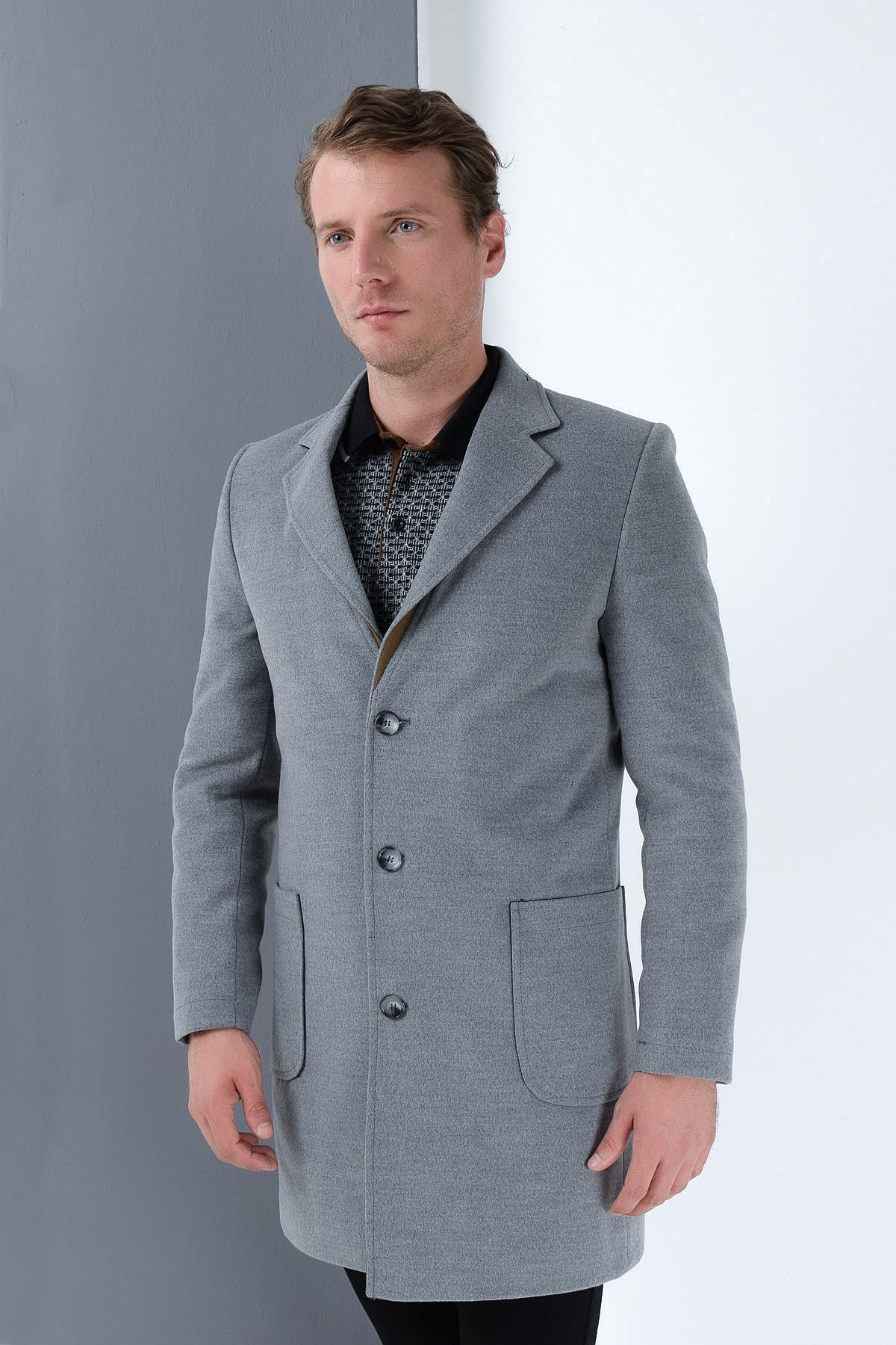 Erkek Palto Kaşe Sıcak Tutan Şık Günlük Klasik Trend Model — رنگارنگ PLT8384 DEWBERRY OVERCOAT — تصویر 5 از 5