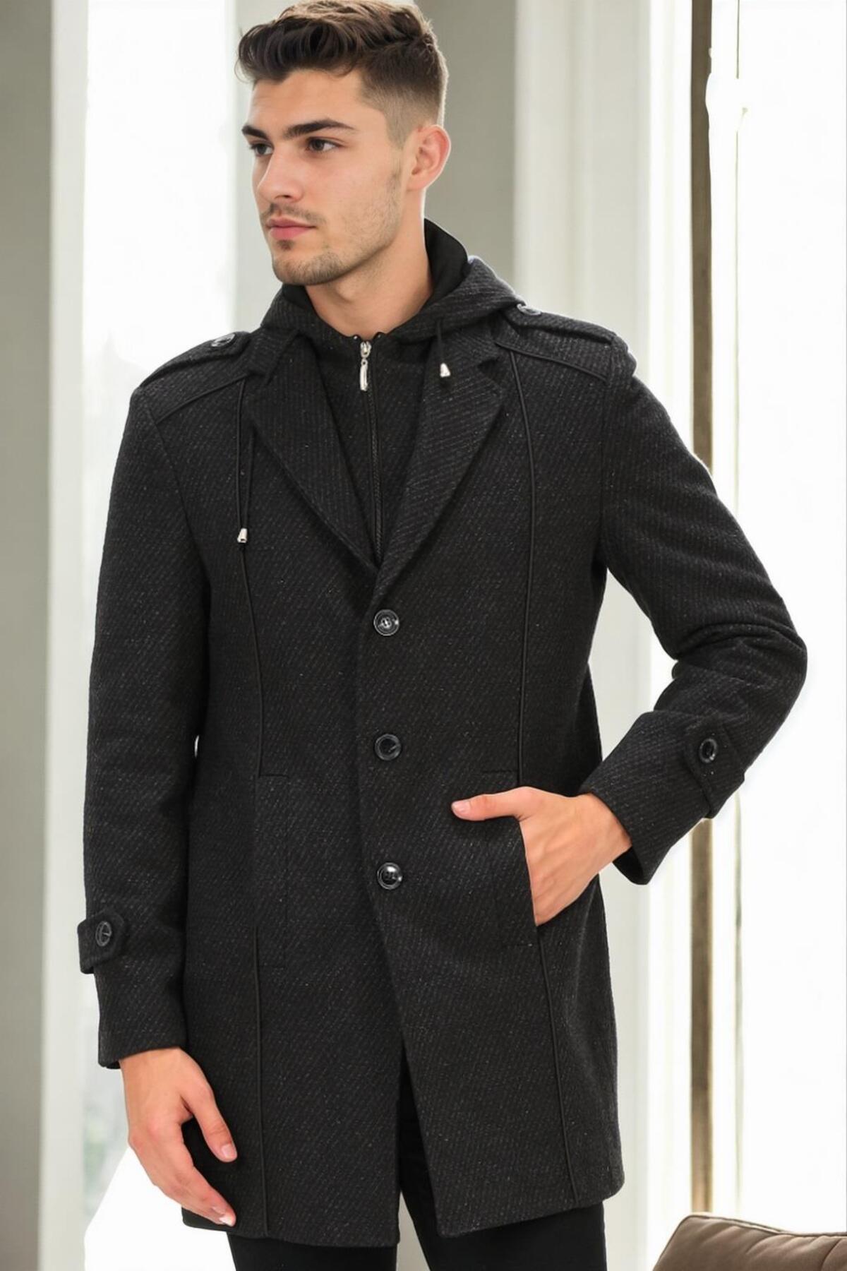Dewberry Erkek Palto Kaşe Sıcak Tutan Şık Günlük Klasik Trend Model — رنگارنگ PLT9334 DEWBERRY OVERCOAT