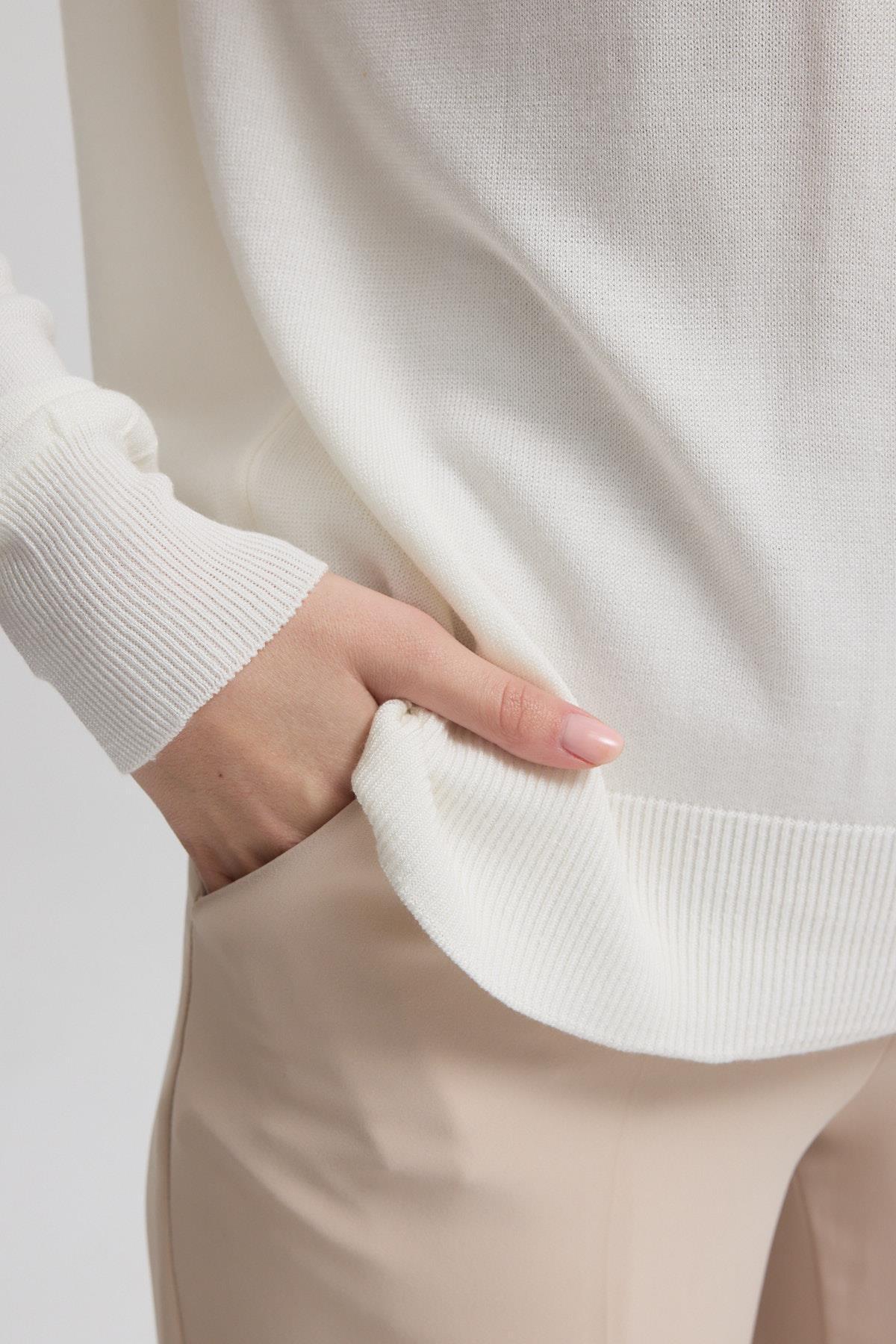 Lijuri  Bisiklet Yaka İnce Triko Bluz 1398 - Görsel 3