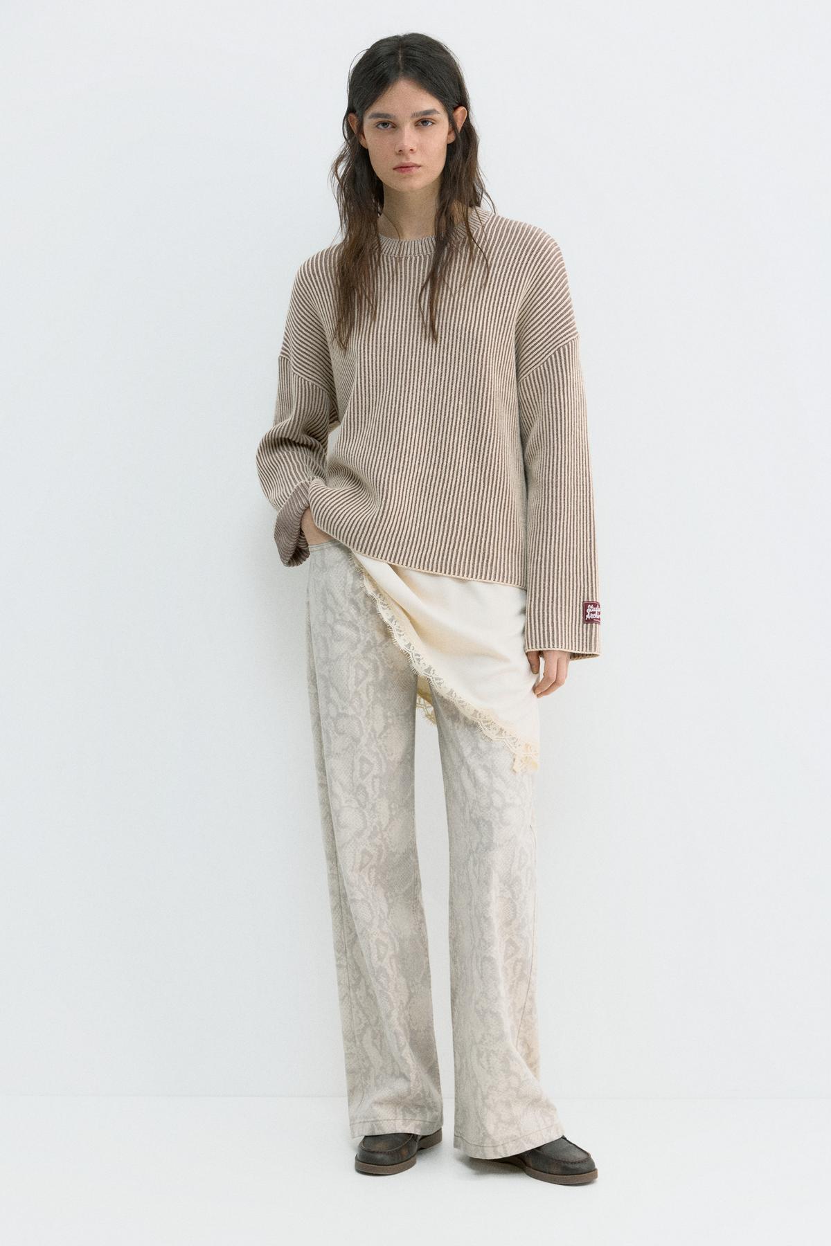 Pull & Bear  Kontrast iplikli fitilli kazak - Görsel 3