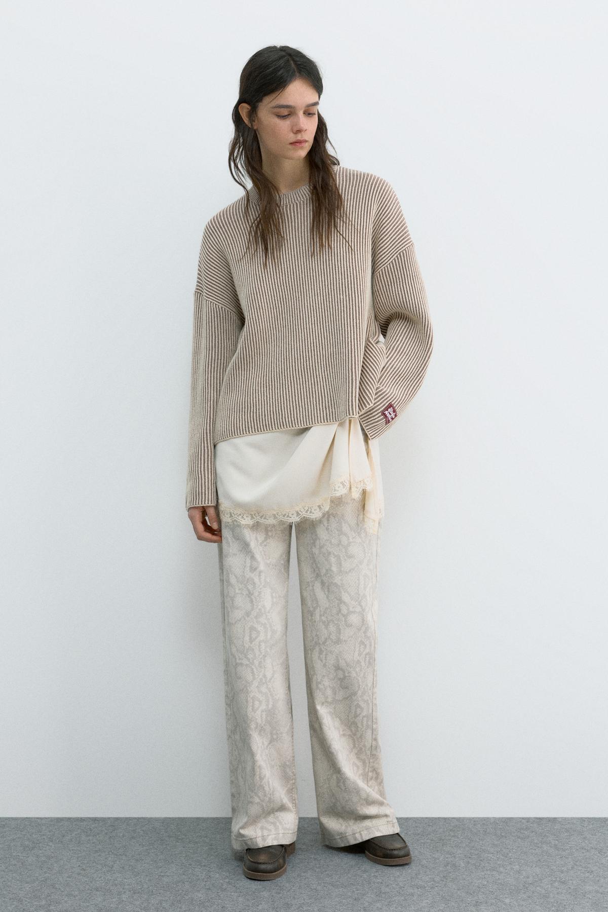 Pull & Bear  Kontrast iplikli fitilli kazak - Görsel 4