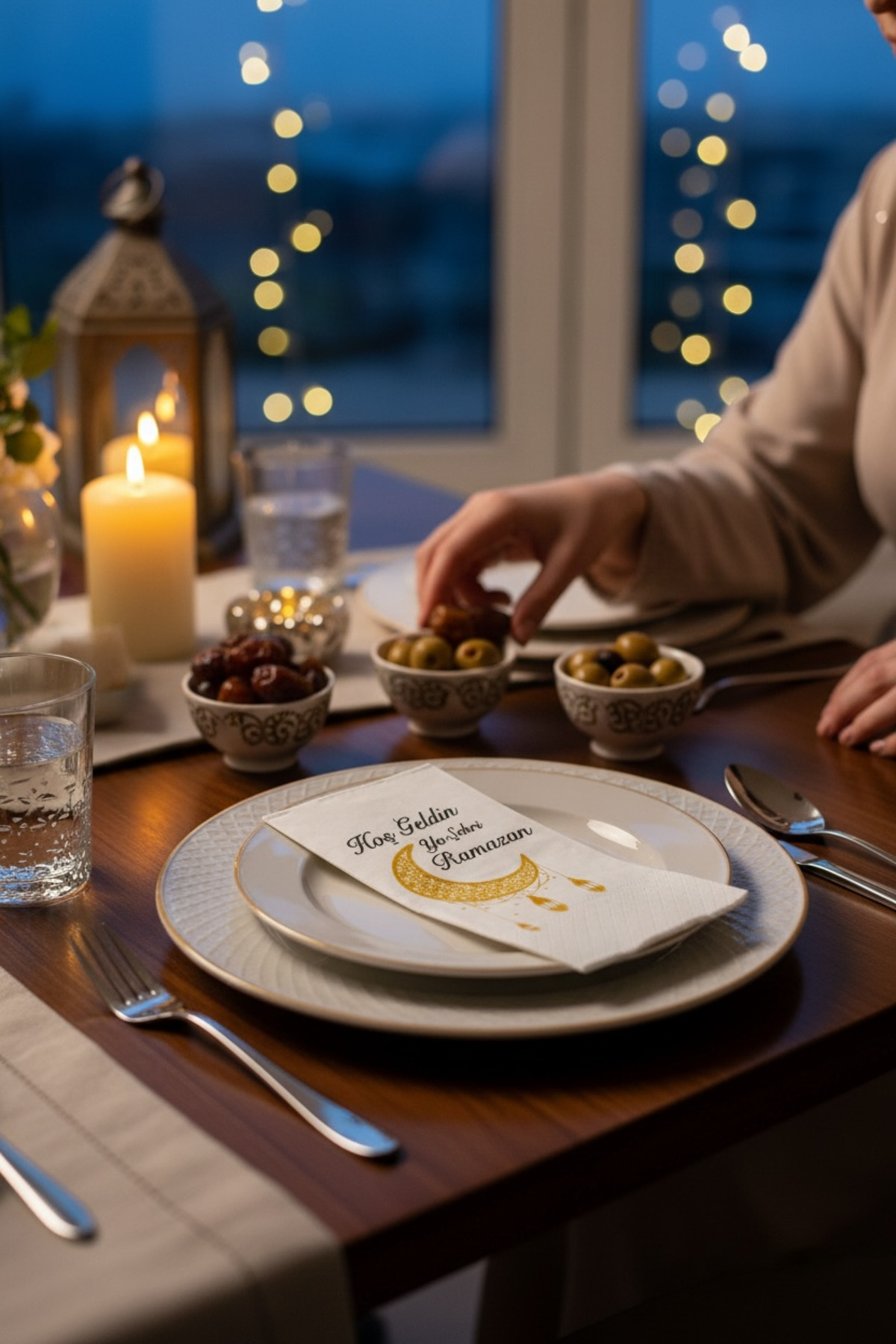Ramazan Ayına Özel Baskılı Desenli İftar Peçetesi 25'li Paket