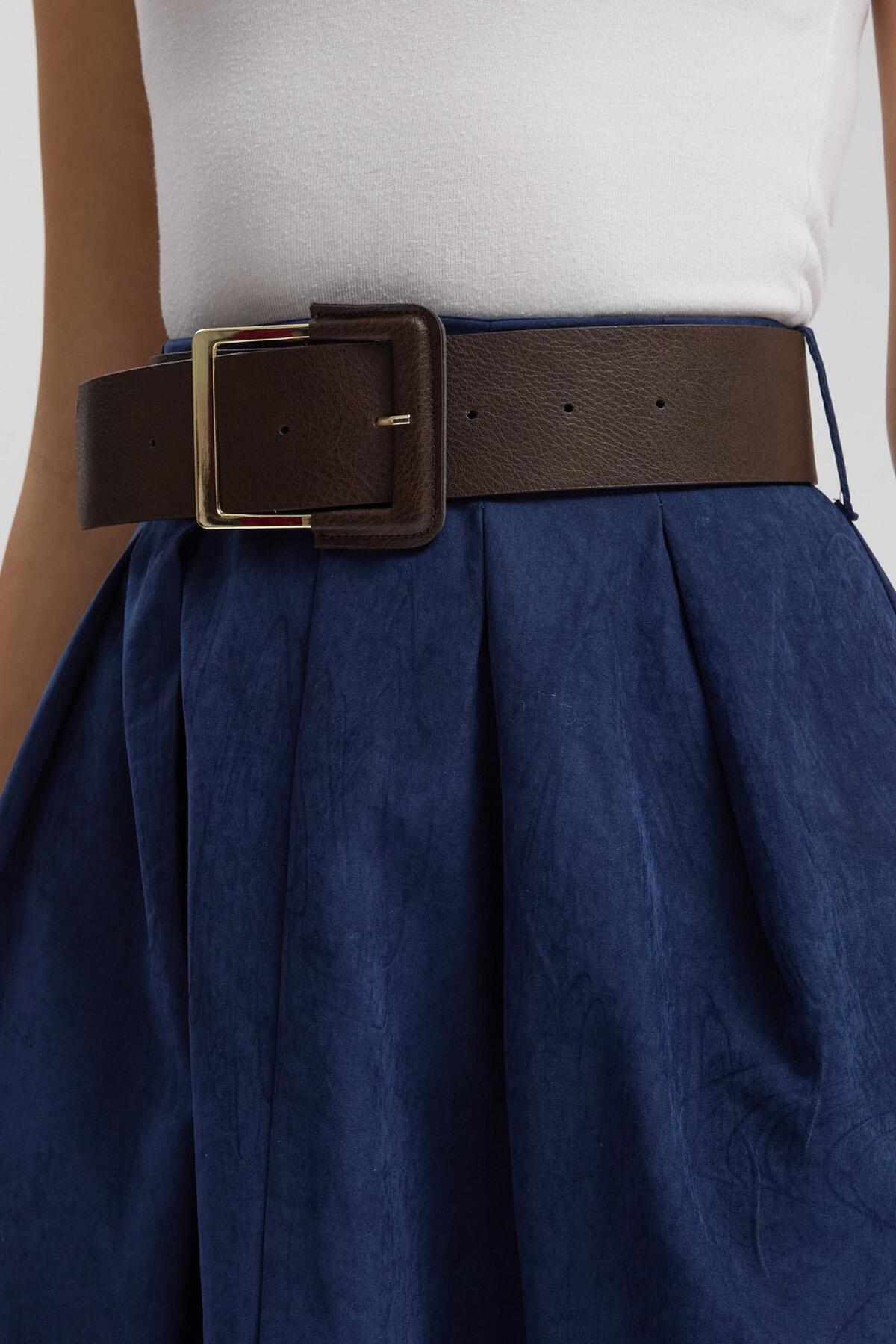 Lijuri  Kalın Toka Kemerli Yırtmaçlı Etek 4082 - Görsel 7