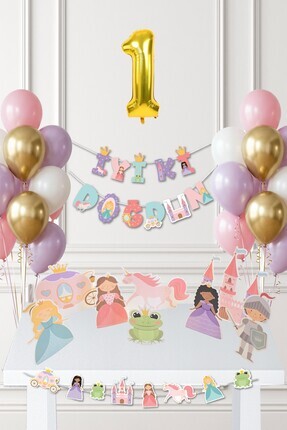 PEKSHOP Prenses Doğum Günü Parti Süsleme Seti Balon Zinciri