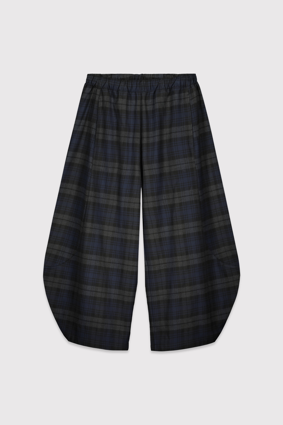 BABOKAH  Dökümlü Geniş Paça Ekose Pantolon - Görsel 4