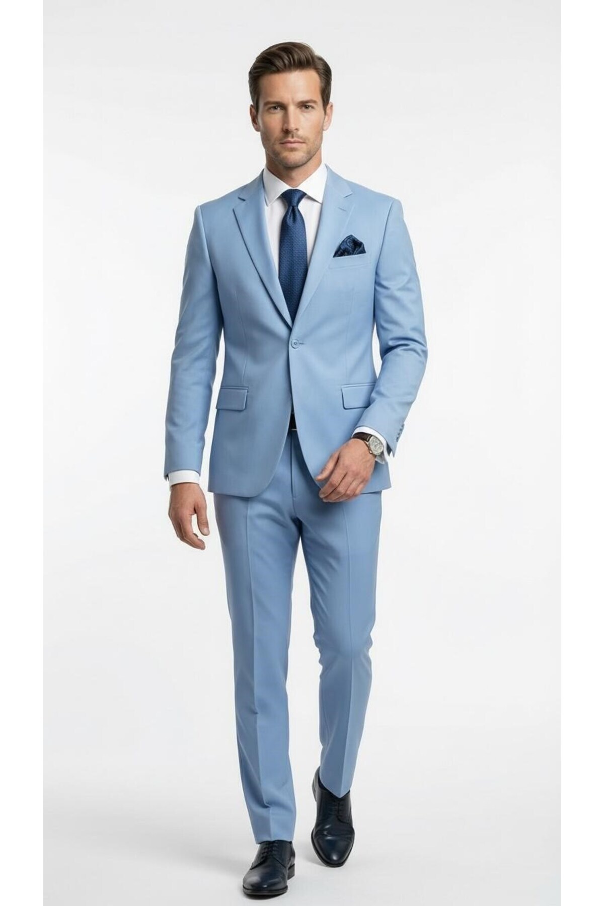 Plus Scorpion Erkek 3 Parça Slim Fit Takım Elbise –Klasik Likralı Kumaş, Tek Düğme, Çift Yırtmaçlı Modern Kesim ( görsel 2