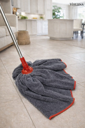 VİSLUNA Gri Mikrofiber Lüks Kalite Paspas Mop Yedek Ucu ( 1 Adet Sopasızdır )