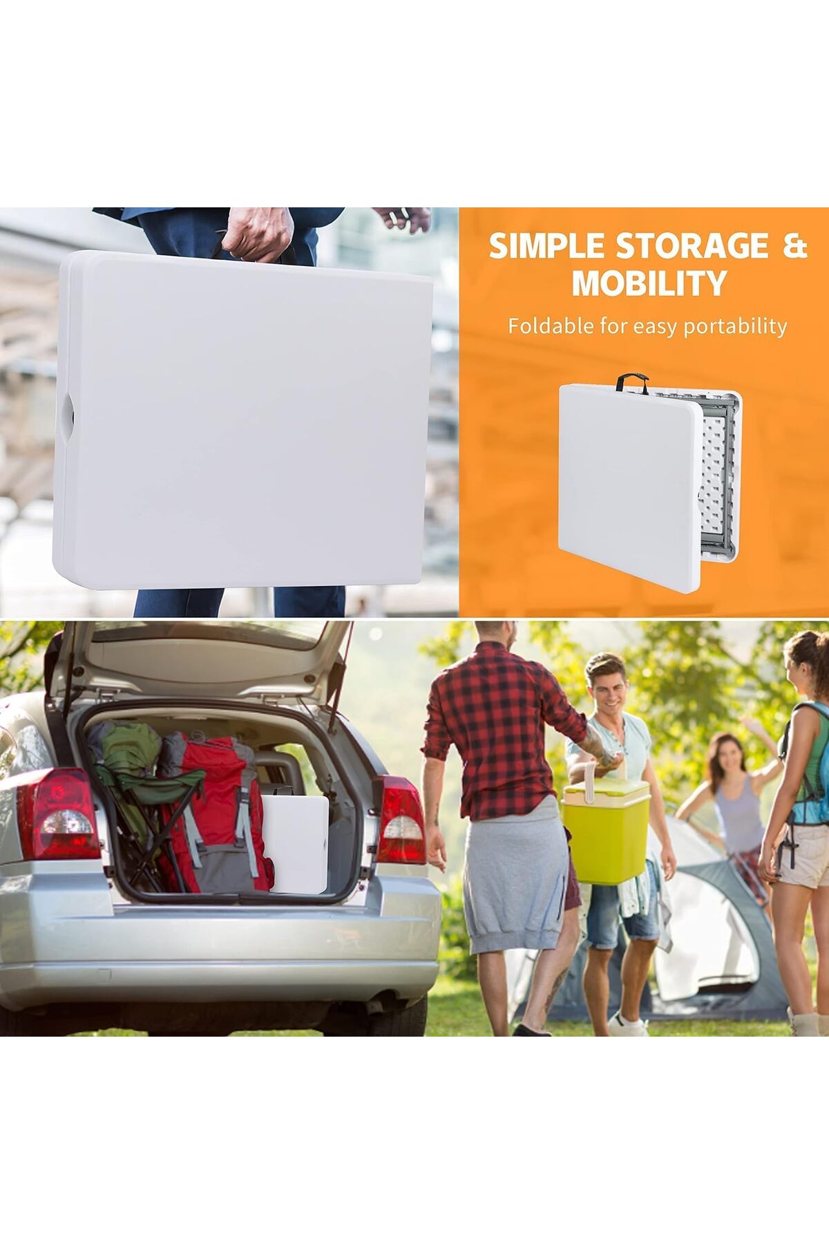 طاولة قابلة للطي محمولة قابلة للطي للتخزين السهل مثالية للاستخدام الداخلي والخارجي 120 سم 4 أقدام