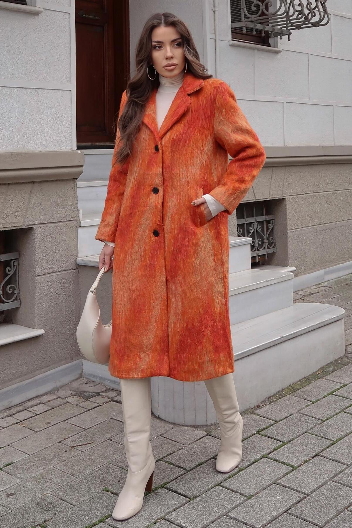 Lijuri  Zebra Desenli Kaşe Kaban 7124 - Görsel 3