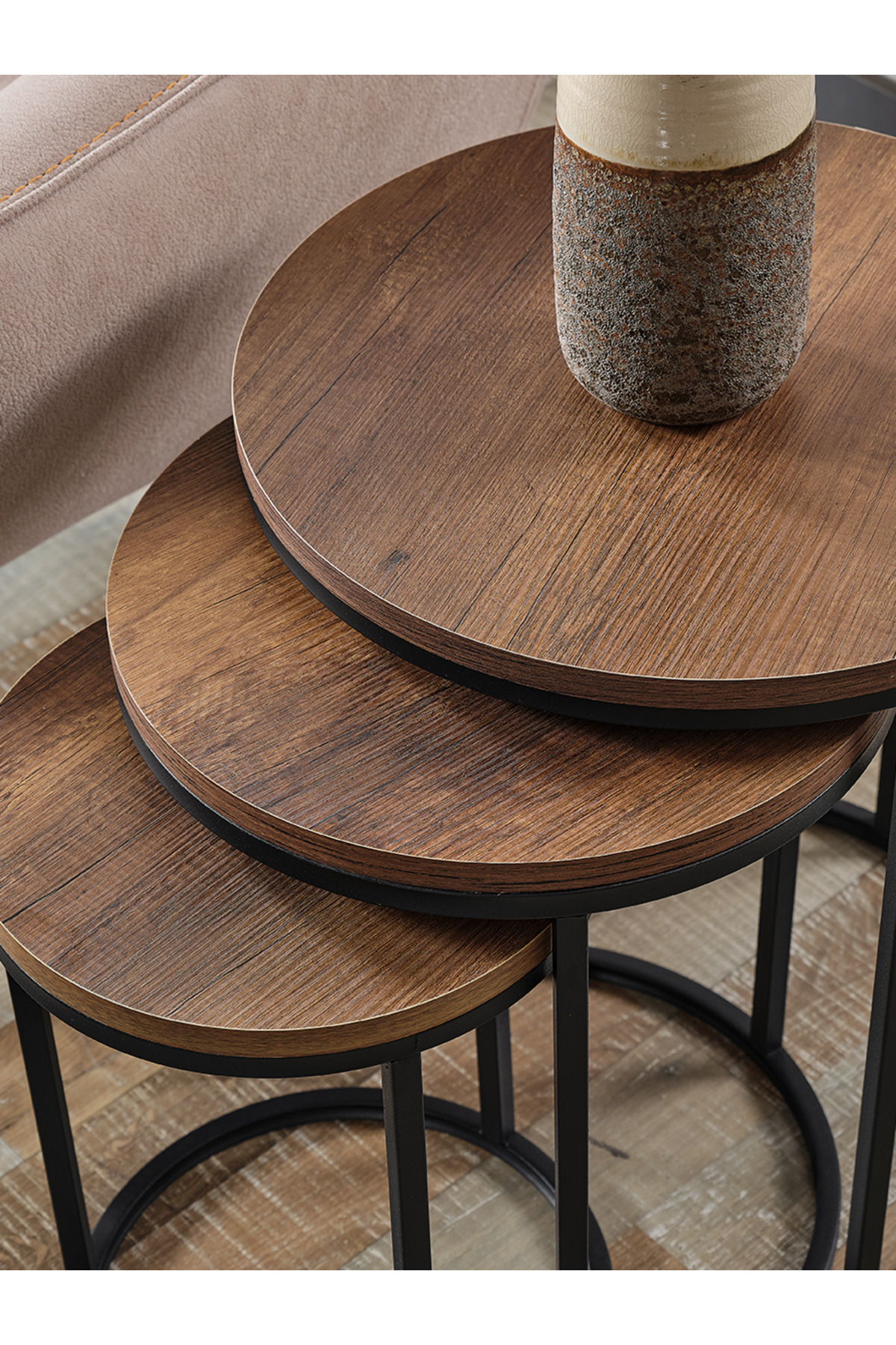 Koyu Ceviz Suntalam SİYAH METAL SEHPA zigon-sedaş-living-units-takım