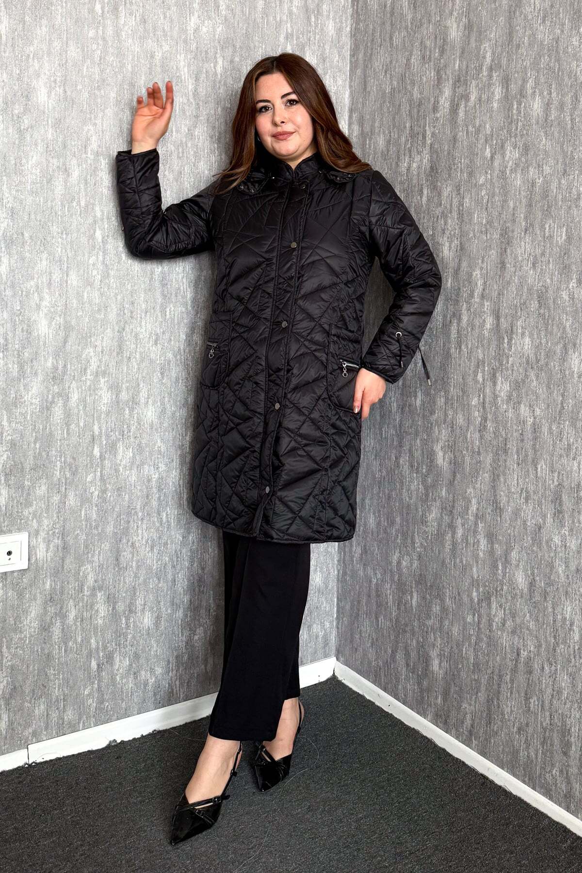 ModaPlaza  Kadın Kapitone Uzun Kaban 5579 - Görsel 6