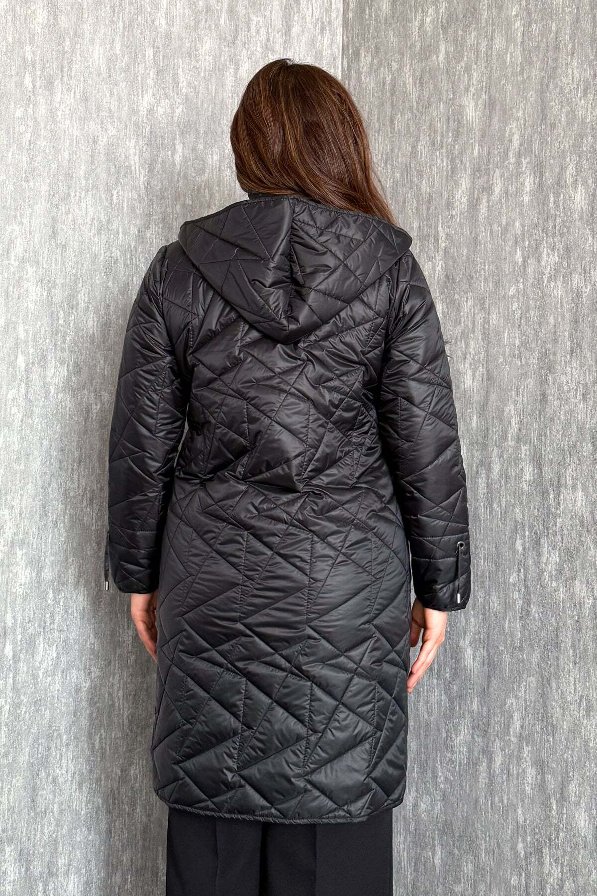 ModaPlaza  Kadın Kapitone Uzun Kaban 5579 - Görsel 5