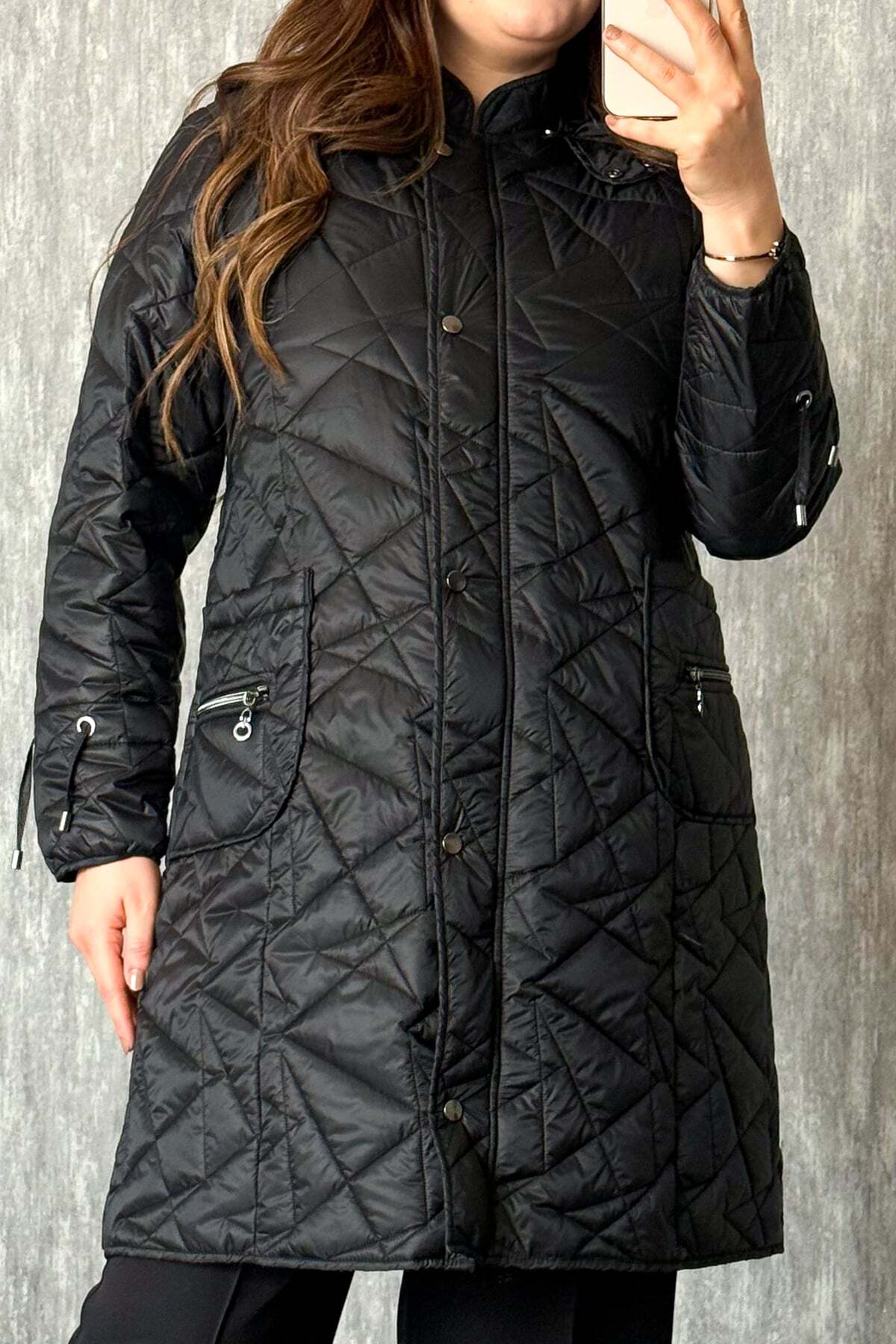 ModaPlaza  Kadın Kapitone Uzun Kaban 5579 - Görsel 3