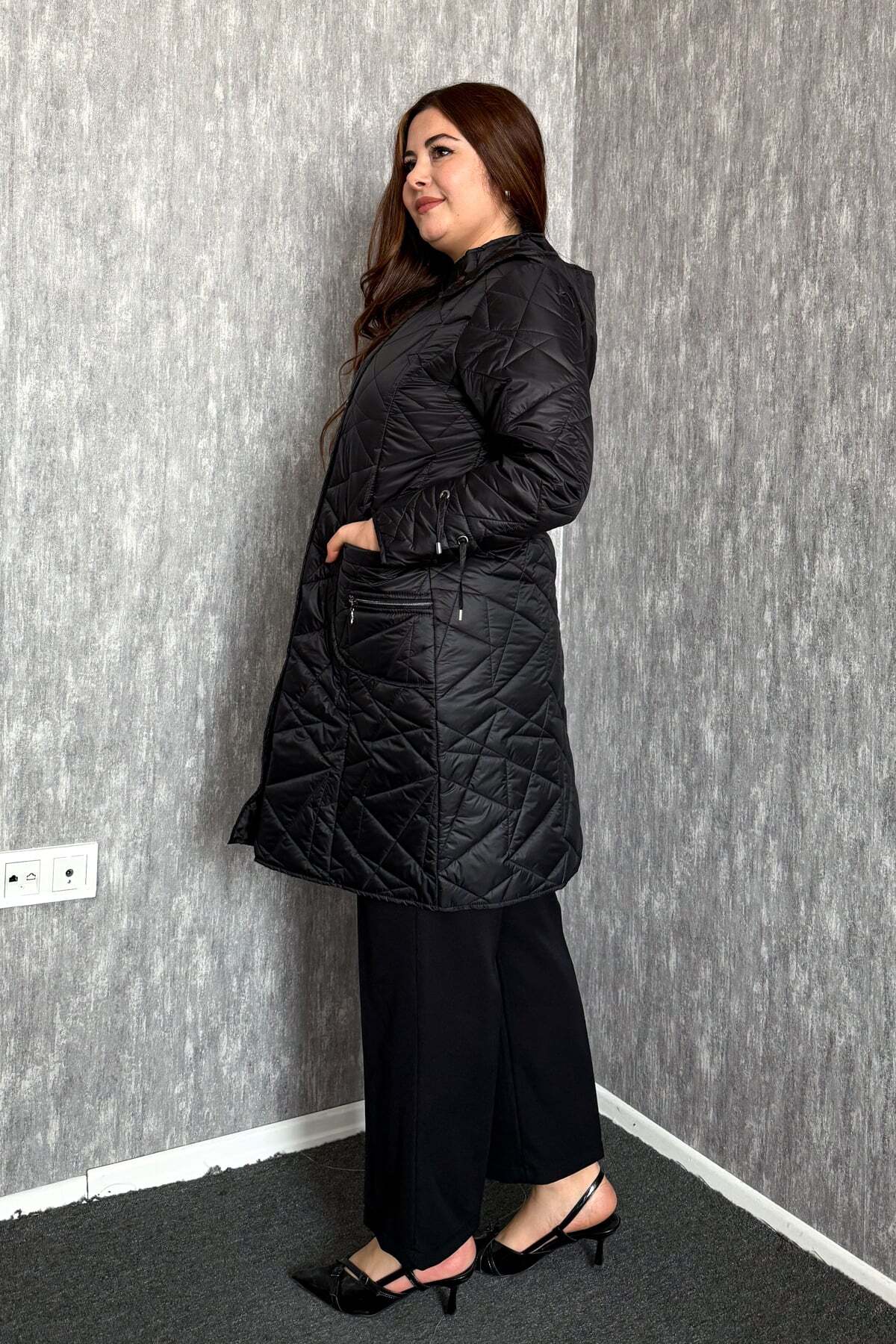 ModaPlaza  Kadın Kapitone Uzun Kaban 5579 - Görsel 4