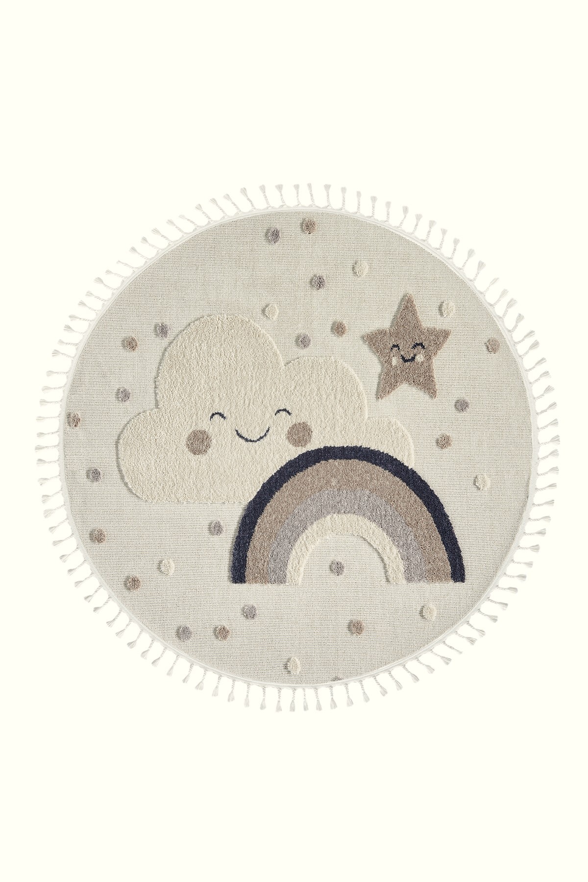 Eliz Home Daire Yuvarlak Yumuşak Bukleli Gökkuşağı Figürlü Dokuma Halı Bebek Odası Çocuk Odası Halısı 20 DAİRE fotoğrafı 5 (önizleme)