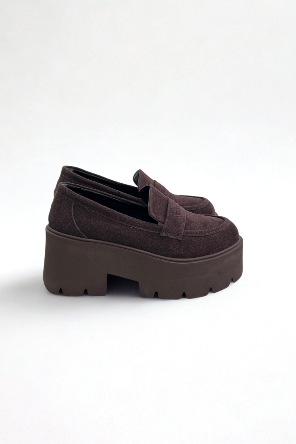 inizio Kahverengi Süet Kalın Taban Loafer P9090 görsel 4