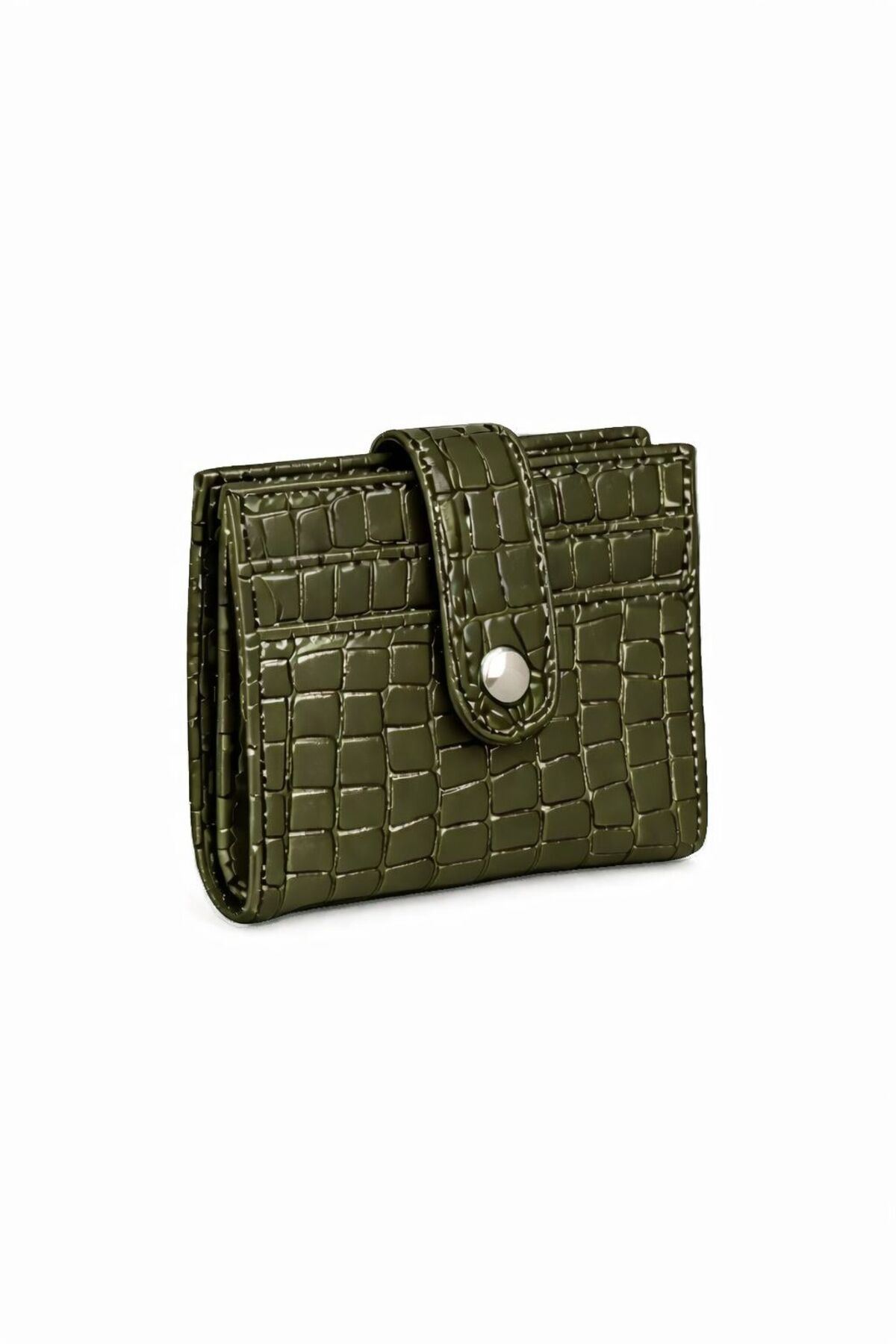 Imported Croco Pattern Khaki Minimal Women's Card Holder and Wallet