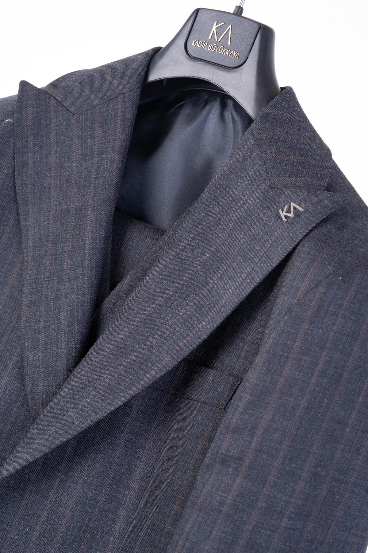 Kadir Büyükkaya Yelekli Takım Elbise Outlet-KAV1071W görsel 2