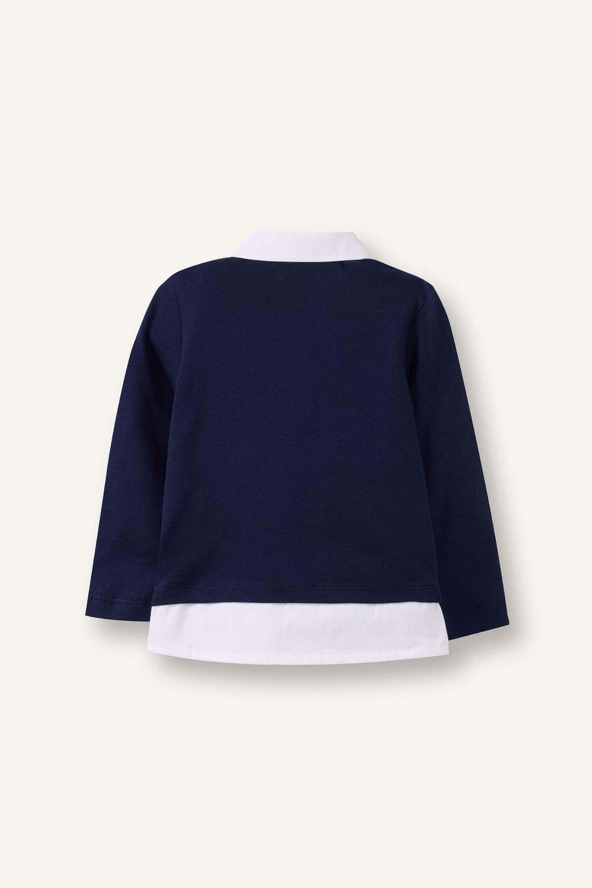 تي شيرت للأولاد الصغار ذو تصميم عادي وياقة قميص وأ...