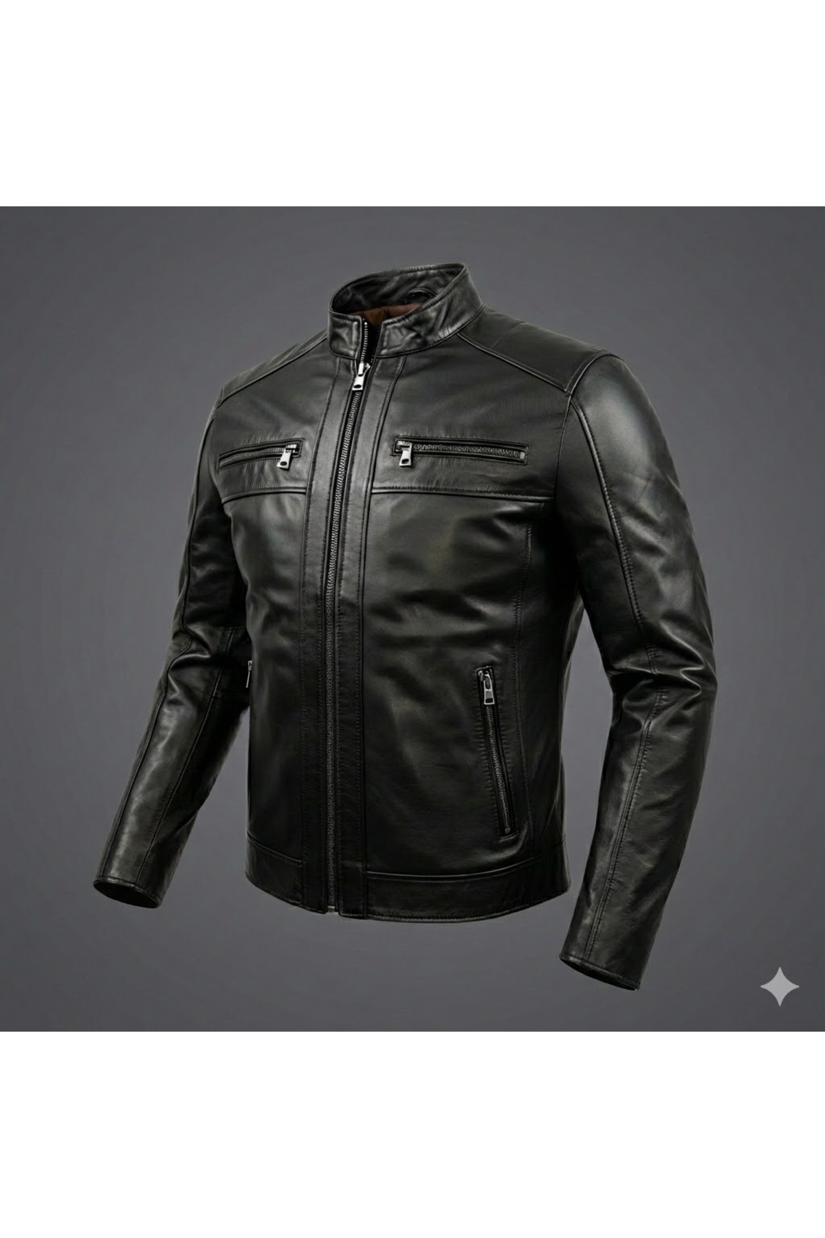Verra  %100 Hakiki Kuzu Derisi Siyah Erkek Mont - Hakim Yaka Modern Tasarım - Görsel 2