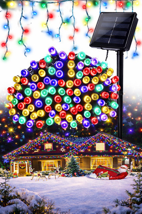 Kyrotech Solar Bahçe Aydınlatması, 100 Led RGB Lamba 10 MT Ağaç Balkon Dekora...