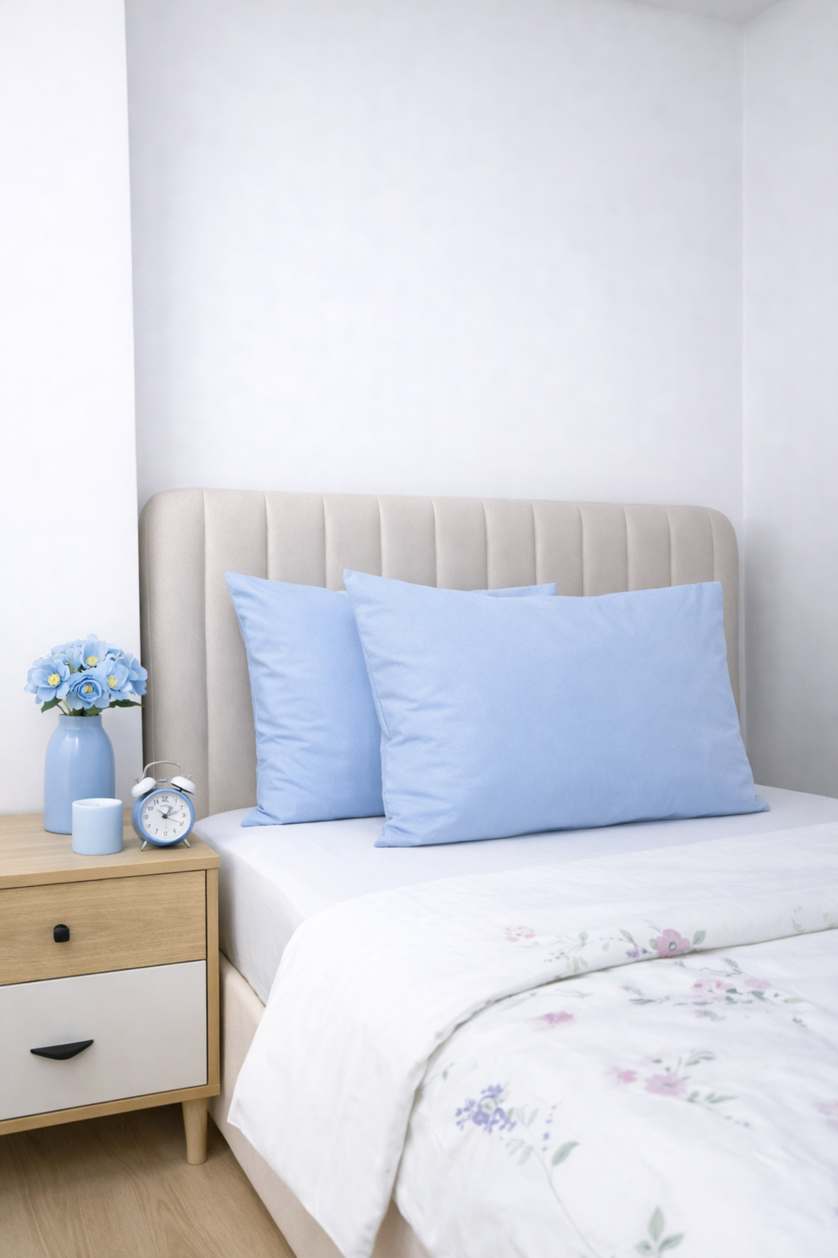 100% Cotton 50x70 cm Solid Color Soft Textured Covered Pillowcase 2pcs Set