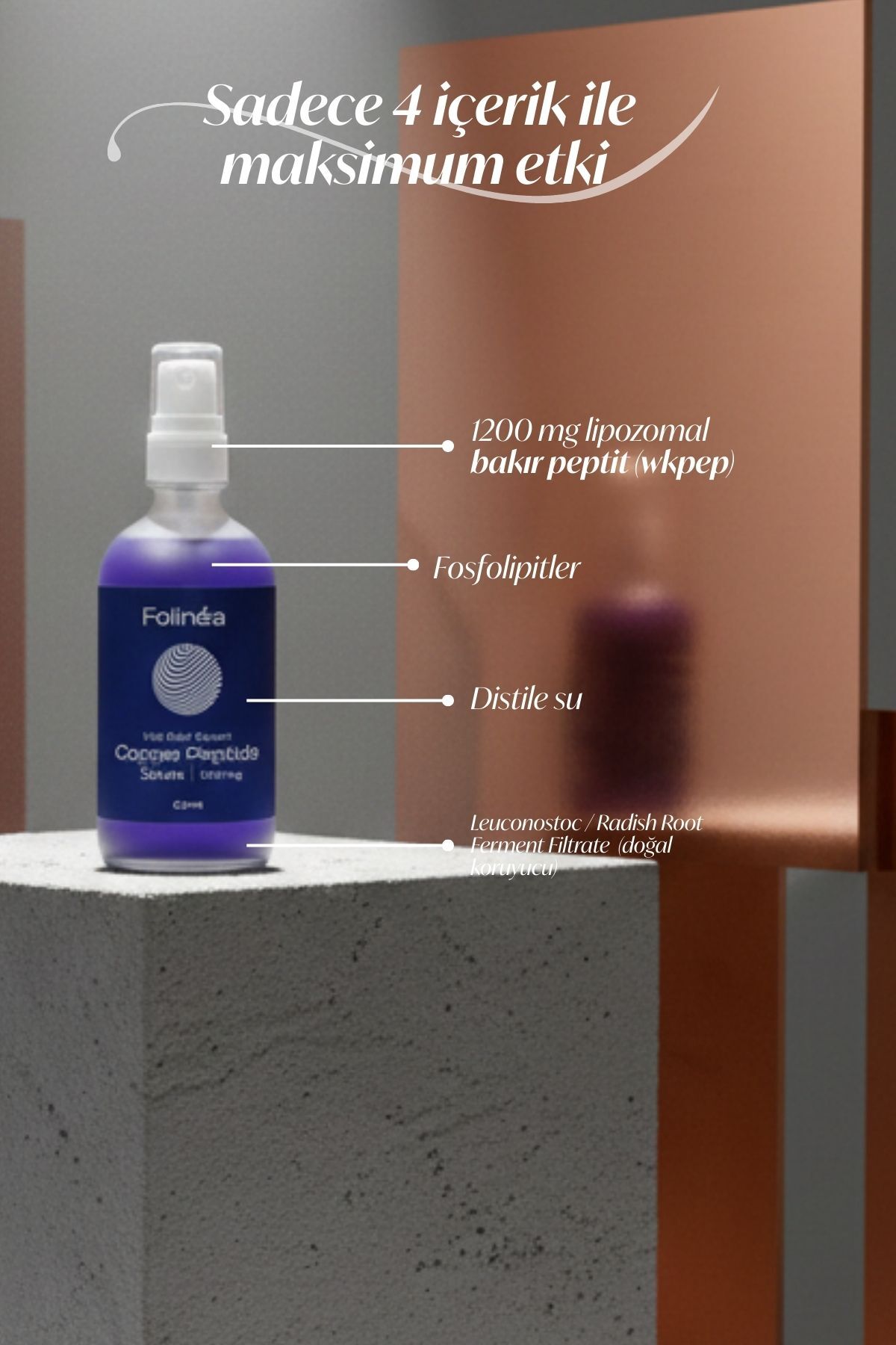 1200 mg Lipozomal Bakır Peptit İçeren Serum | Cilt & Saç Derisi Bakımı | 100 ML — MS1200-SPR-50 — تصویر 3 از 4