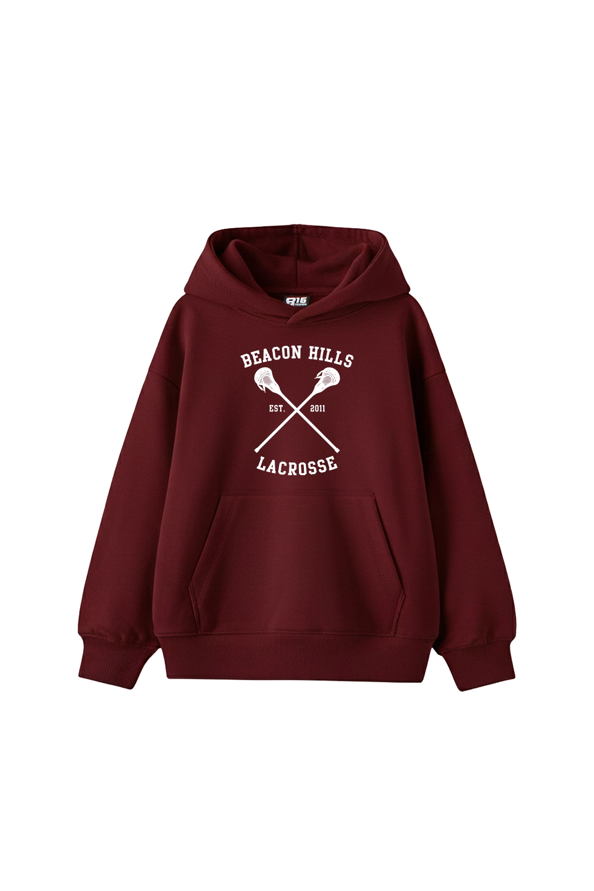 Bak Moda  Stilinski Baskılı Oversize Unisex Bordo Hoodie - Görsel 2