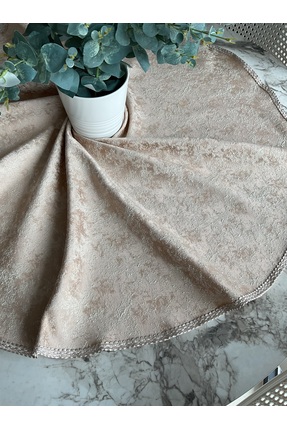 ELORA MAISON Brokar kumaş yuvarlak masa sehpa fiskos örtüsü 130cm çap